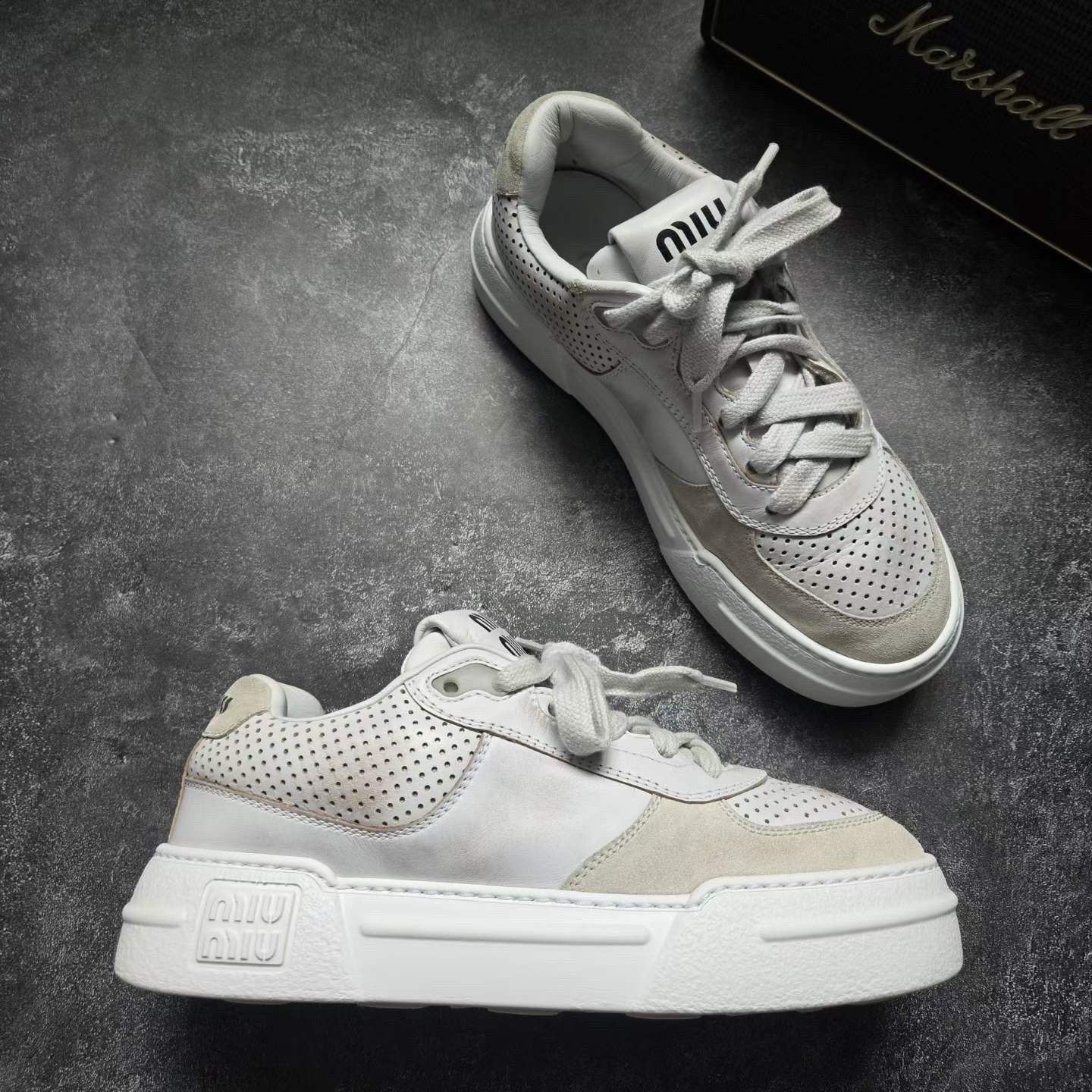 Miu Miu Miu Miu Distressed Lowtop Sneakers us_6-5 Women Size US 6.5 / IT 36.5 - 6 Thumbnail