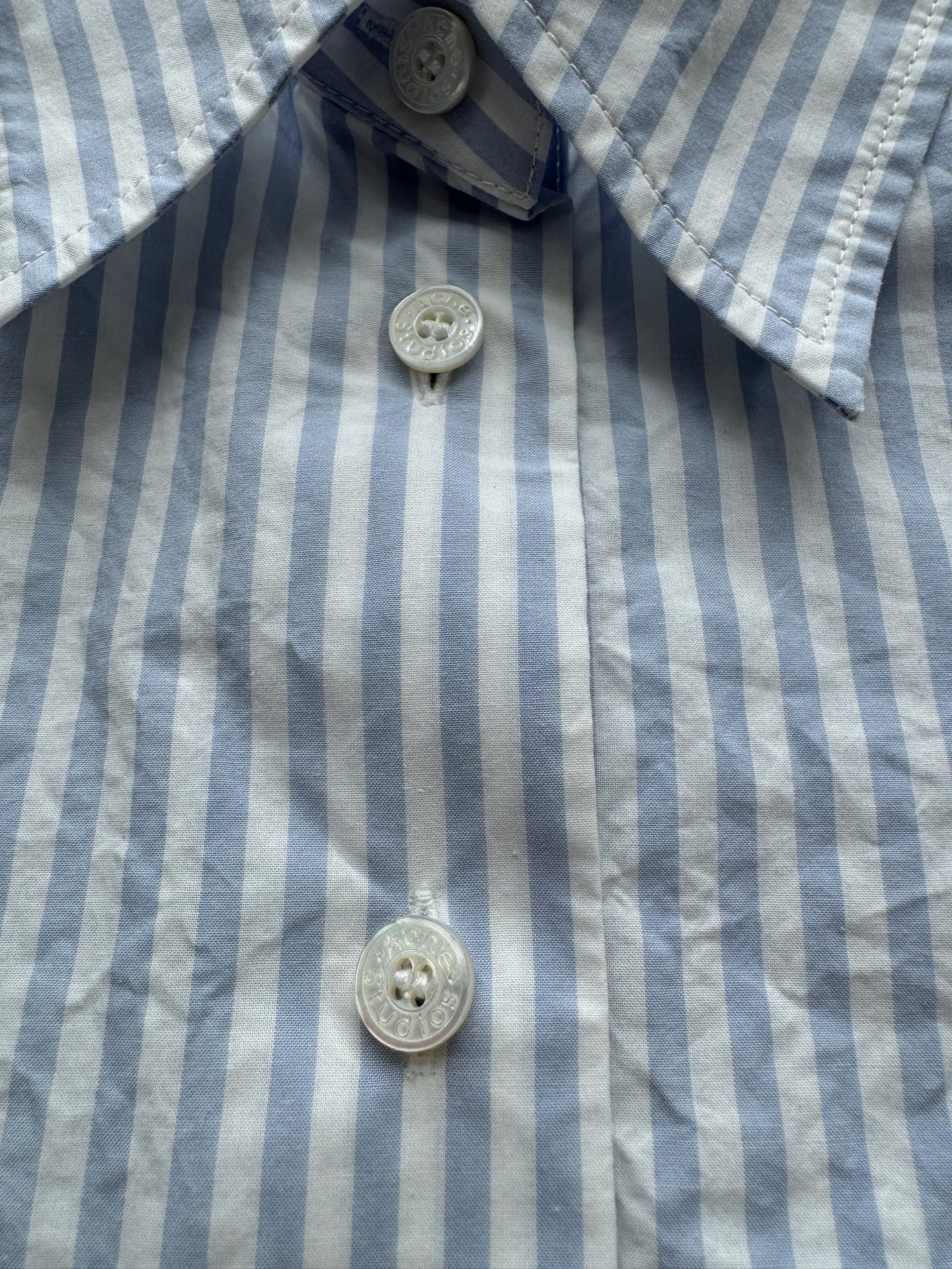 Acne Studios Acne Studios Striped Cropped Blue Button Up S Women Size S / US 4 / IT 40 - 4 Thumbnail