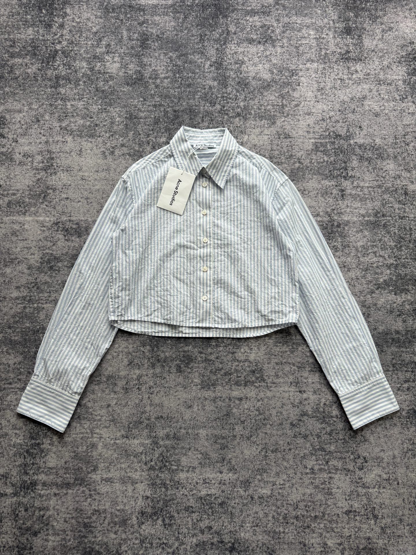 Acne Studios Acne Studios Striped Cropped Blue Button Up S Women Size S / US 4 / IT 40 - 2 Thumbnail