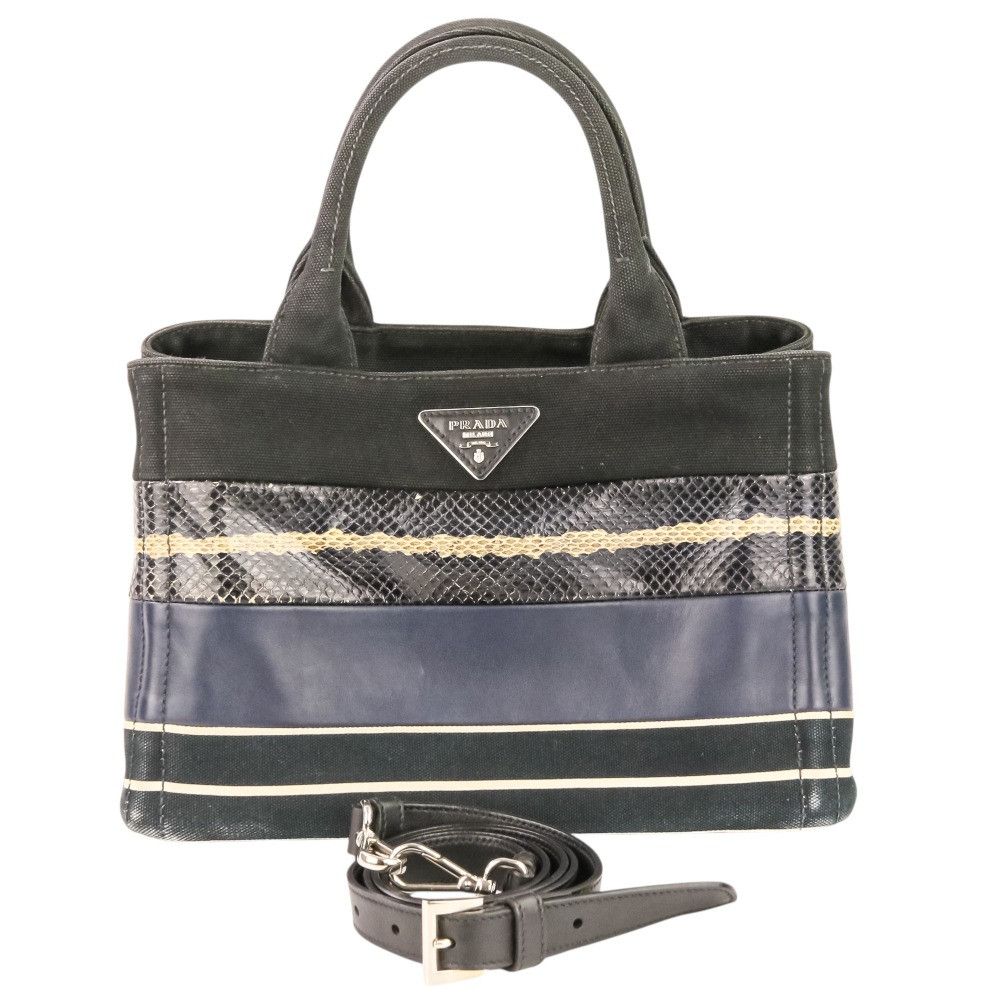 Prada Prada Prada Canapa Patchwork 2way bag Textile Handbag 1BG439 DUTY FREE for USA Size ONE SIZE - 11 Thumbnail