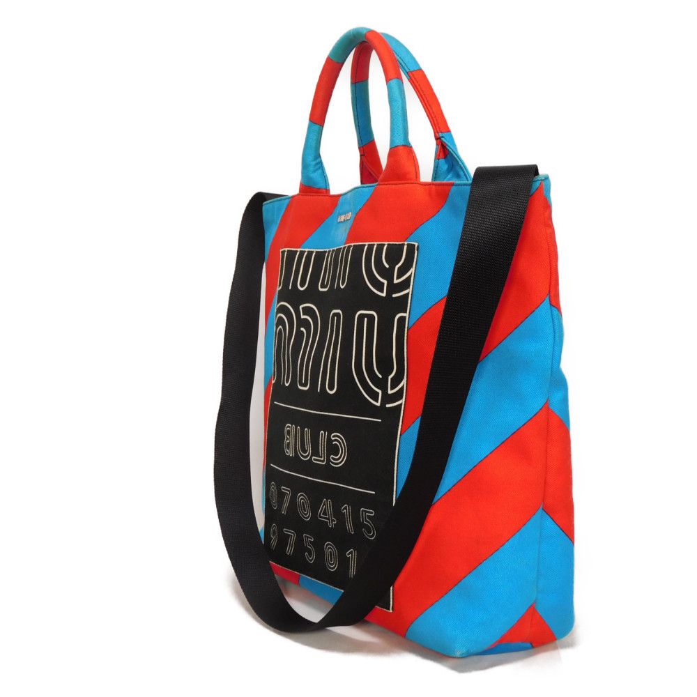 Miu Miu Miu Miu Miu Miu Club Tote Cotton Tote Bag Textile Tote Bag 5BG0222EU0F0GF4 DUTY FREE for USA Size ONE SIZE - 2 Thumbnail
