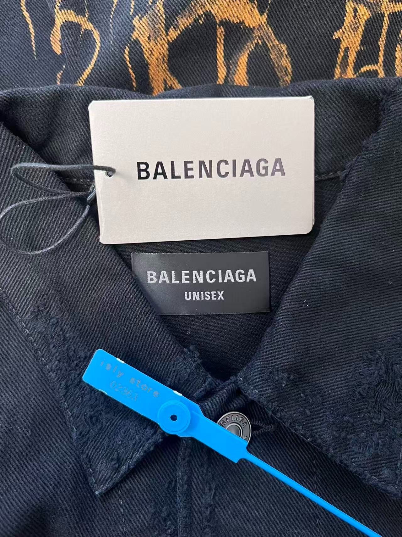 Balenciaga Balenciaga Denim Printed Black Light Jacket s Men Size US S / EU 44-46 / 1 - 7 Thumbnail