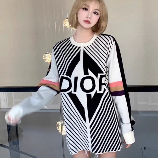 Dior Dior Retro Striped White Sweater L Women Size L / US 10 / IT 46 - 9 Thumbnail