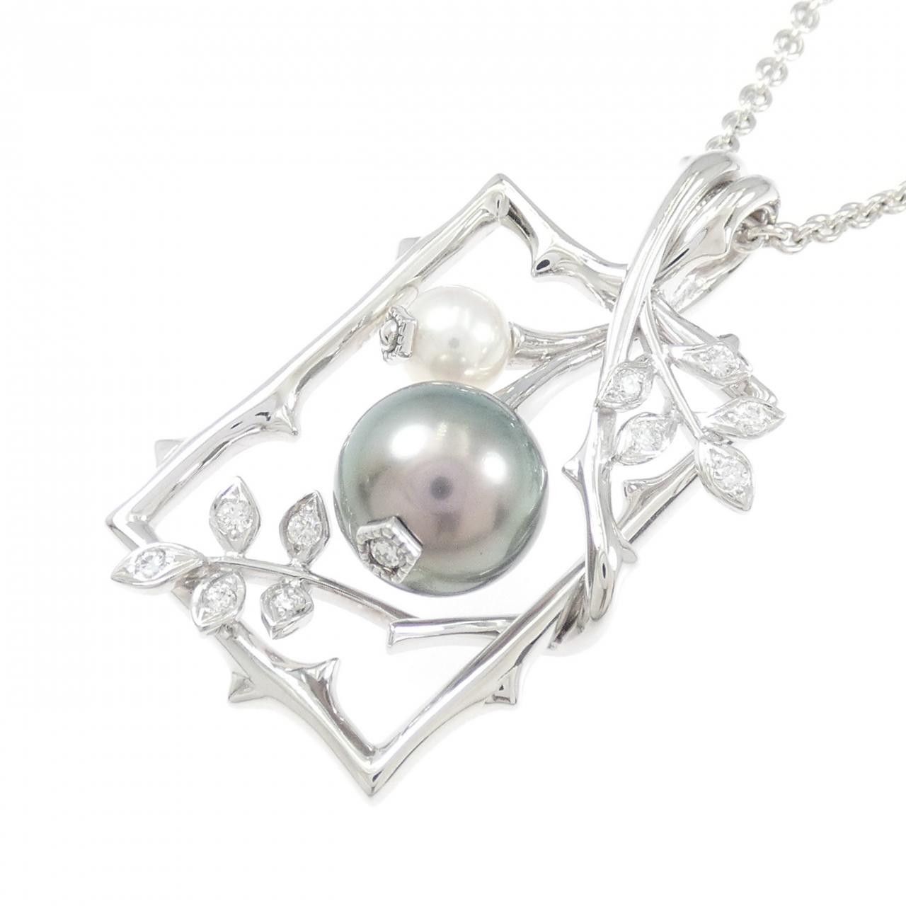 Mikimoto Mikimoto Mikimoto Au750 Pearl Diamond Necklace Precious Metal Necklace DUTY FREE for USA Size ONE SIZE - 3 Thumbnail