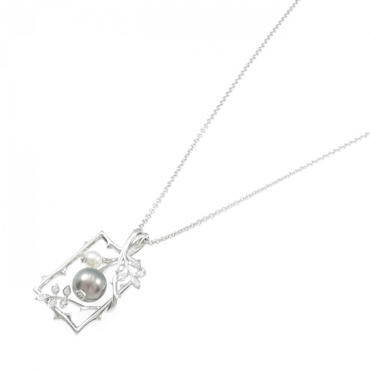 Mikimoto Mikimoto Mikimoto Au750 Pearl Diamond Necklace Precious Metal Necklace DUTY FREE for USA Size ONE SIZE - 2 Thumbnail