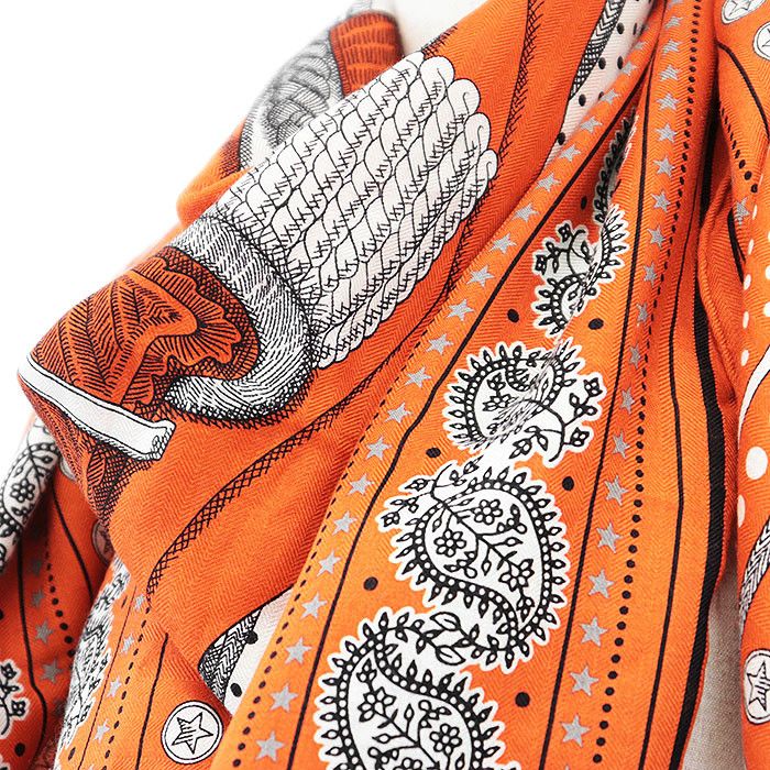Hermes Hermes Hermes Carre Geant140 Zouaves et Dragons Cashmere Silk Scarf Textile Scarf DUTY FREE for USA Size ONE SIZE - 2 Thumbnail