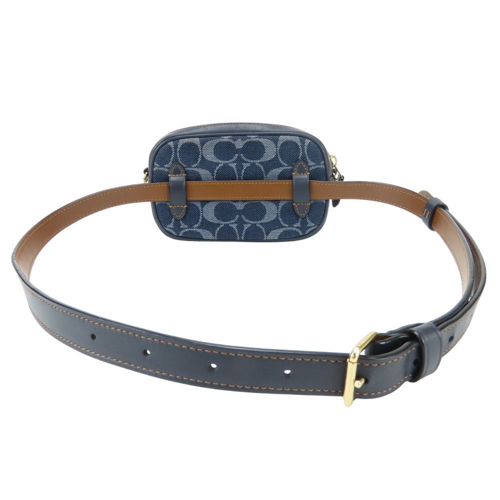 Coach Coach Coach Signature Denim Waist Bag Leather Belt Bag F58550 DUTY FREE for USA Size ONE SIZE - 3 Thumbnail