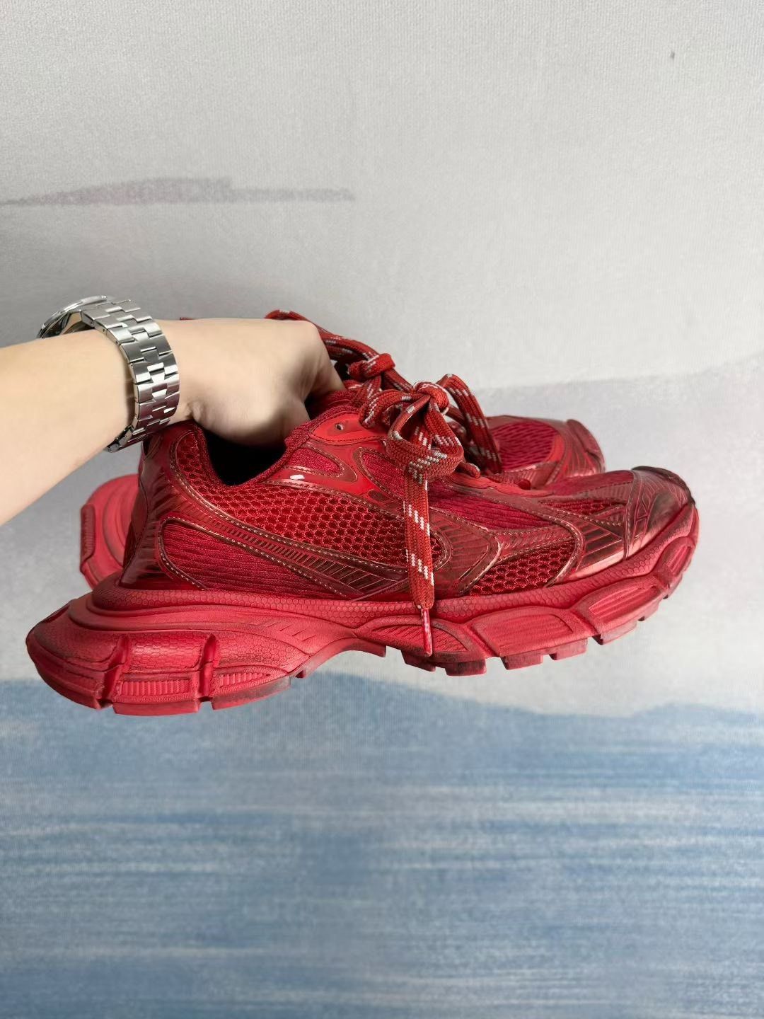 Balenciaga Balenciaga Distressed Red Lowtop Sneakers 10 Men Size US 10 / EU 43 - 2 Thumbnail
