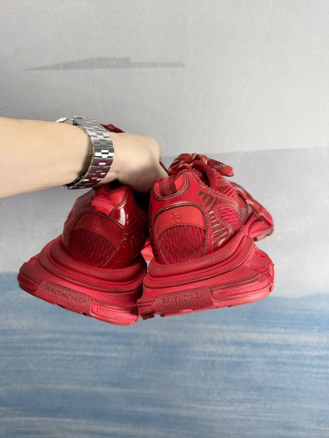 Balenciaga Balenciaga Distressed Red Lowtop Sneakers 10 Men Size US 10 / EU 43 - 4 Thumbnail