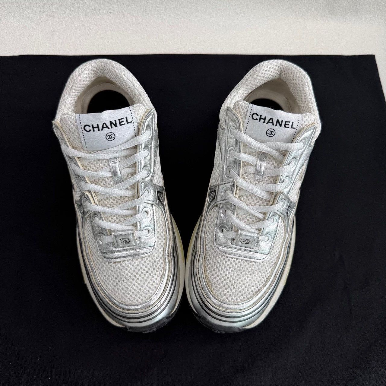 Chanel Chanel Silver Lowtop Sneakers us_6-5 Women Size US 6.5 / IT 36.5 - 9 Thumbnail