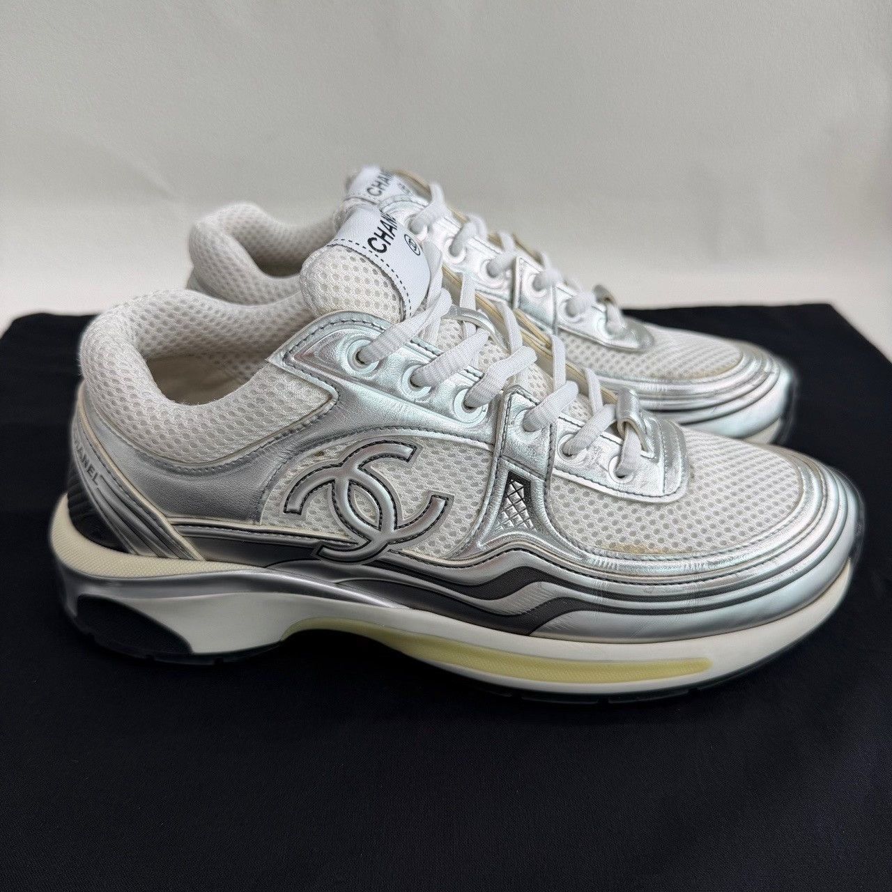Chanel Chanel Silver Lowtop Sneakers us_6-5 Women Size US 6.5 / IT 36.5 - 4 Thumbnail