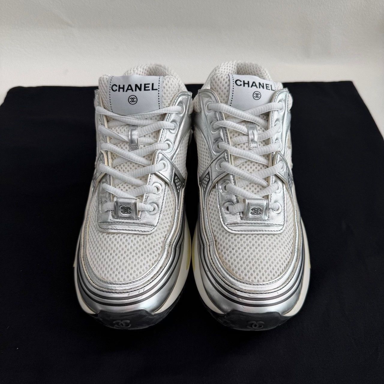 Chanel Chanel Silver Lowtop Sneakers us_6-5 Women Size US 6.5 / IT 36.5 - 2 Thumbnail