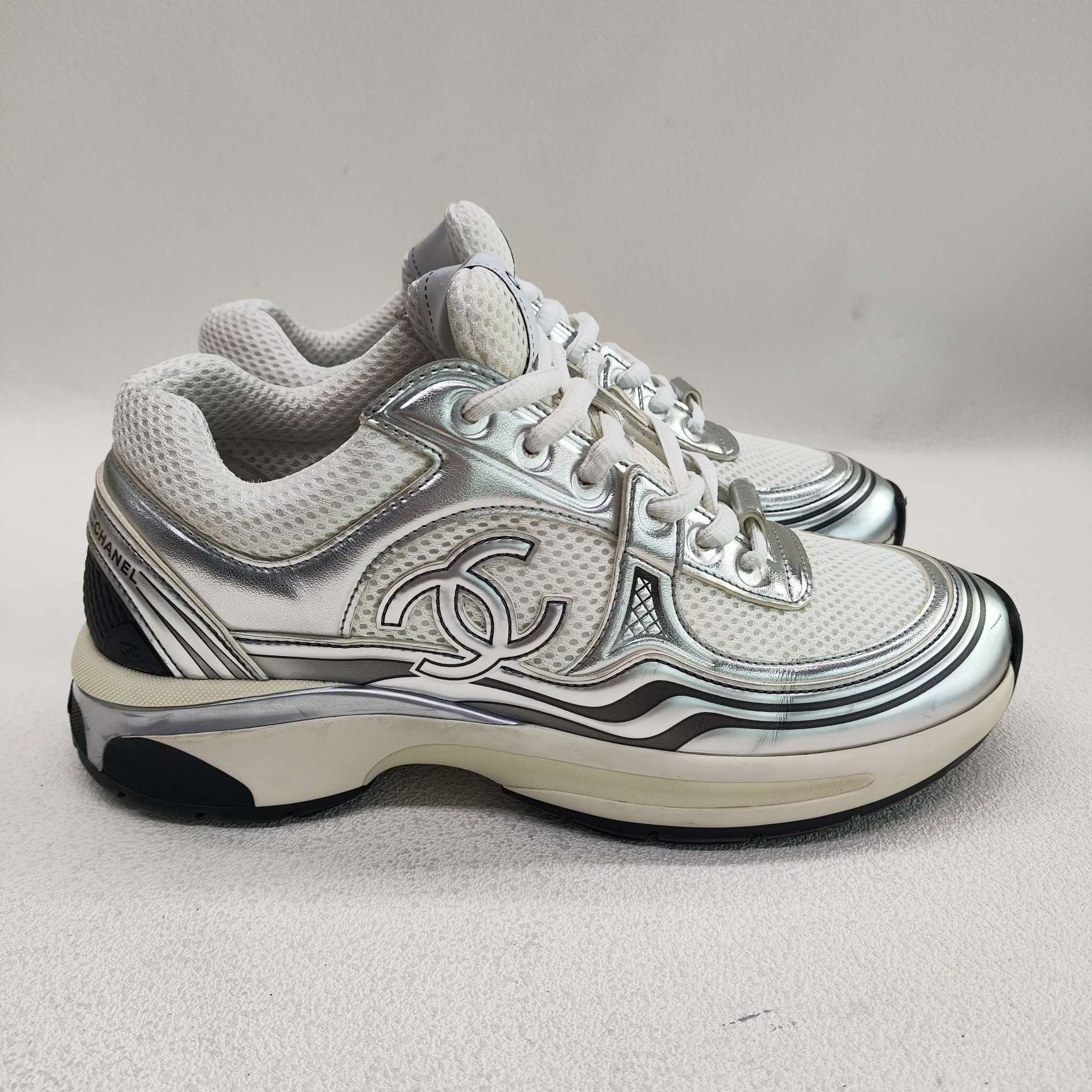 Chanel Chanel Silver Lowtop Sneakers us_6-5 Women Size US 6.5 / IT 36.5 - 4 Thumbnail