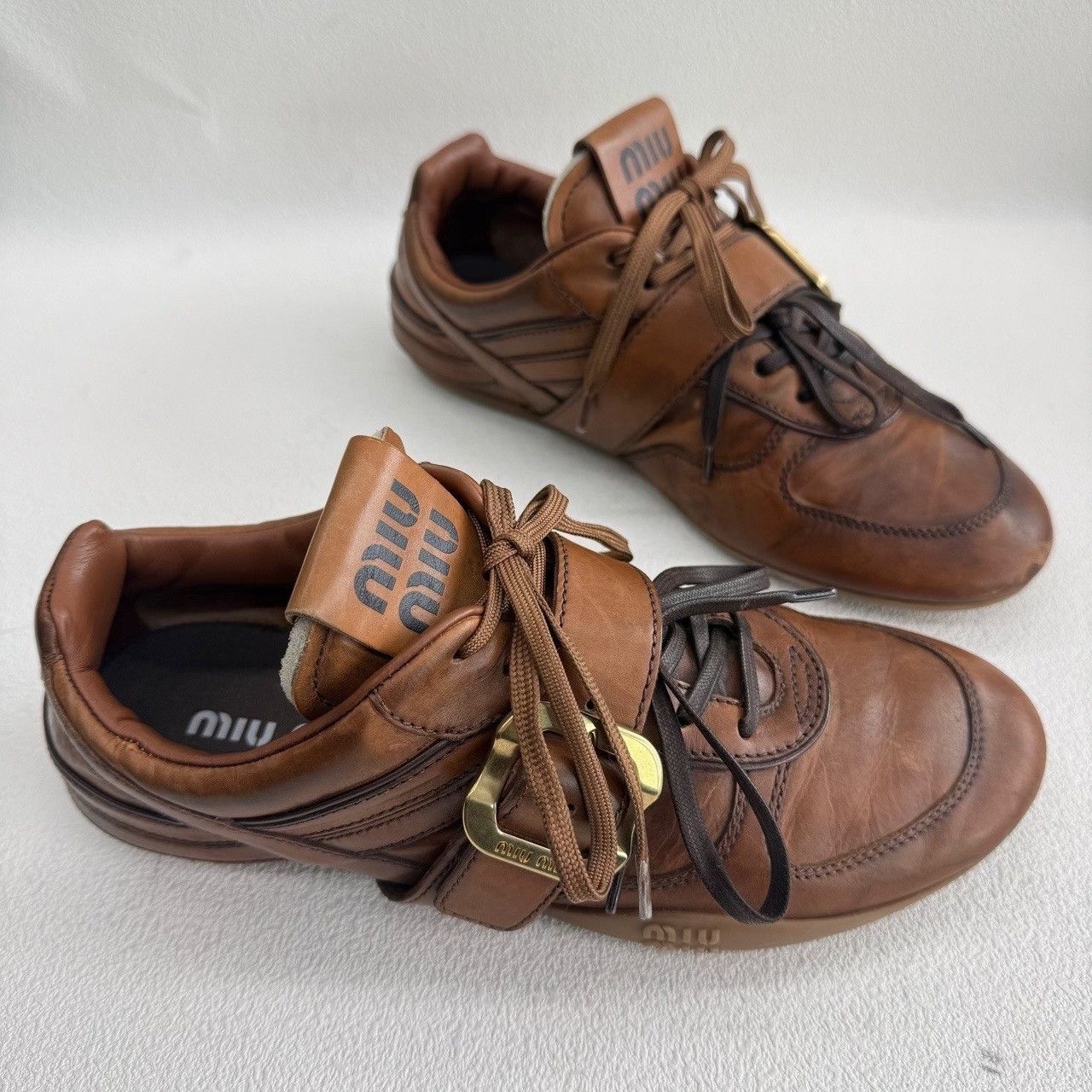 Miu Miu Miu Miu Brown Lowtop Sneakers us_6-5 Women Size US 6.5 / IT 36.5 - 3 Thumbnail