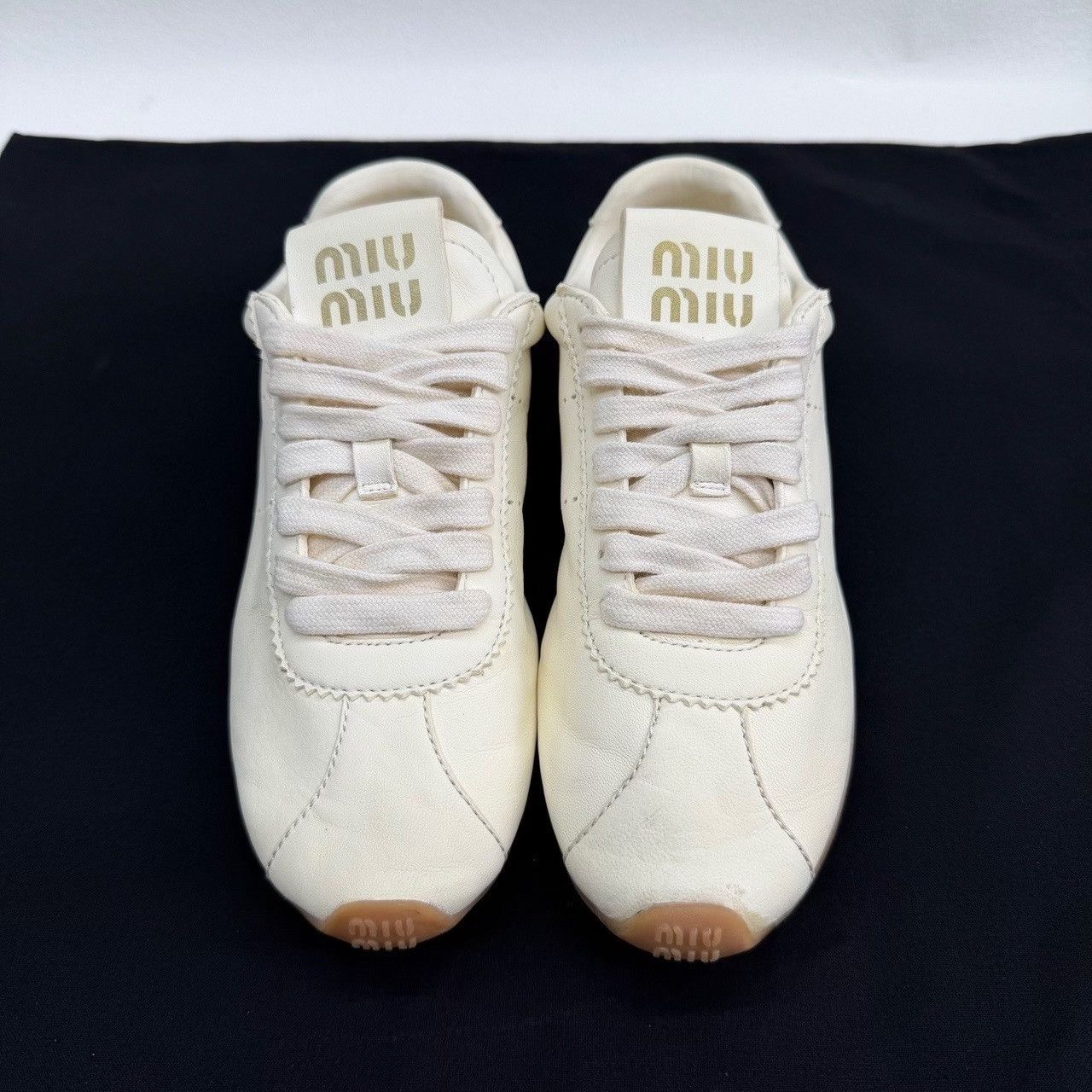 Miu Miu Miu Miu Leather White Lowtop Sneakers us_6 Women Size US 6 / IT 36 - 2 Thumbnail