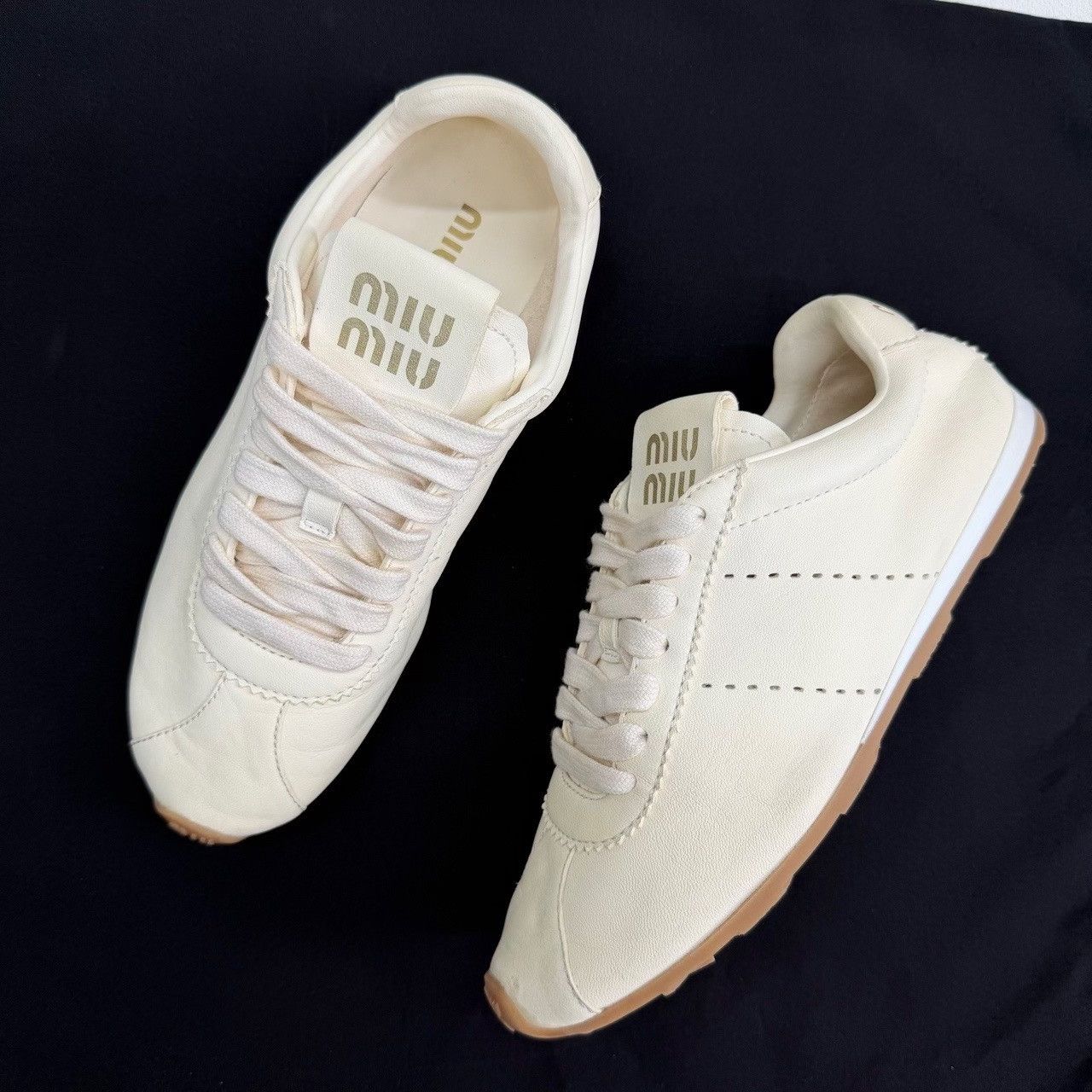 Miu Miu Miu Miu Leather White Lowtop Sneakers us_6 Women Size US 6 / IT 36 - 8 Thumbnail