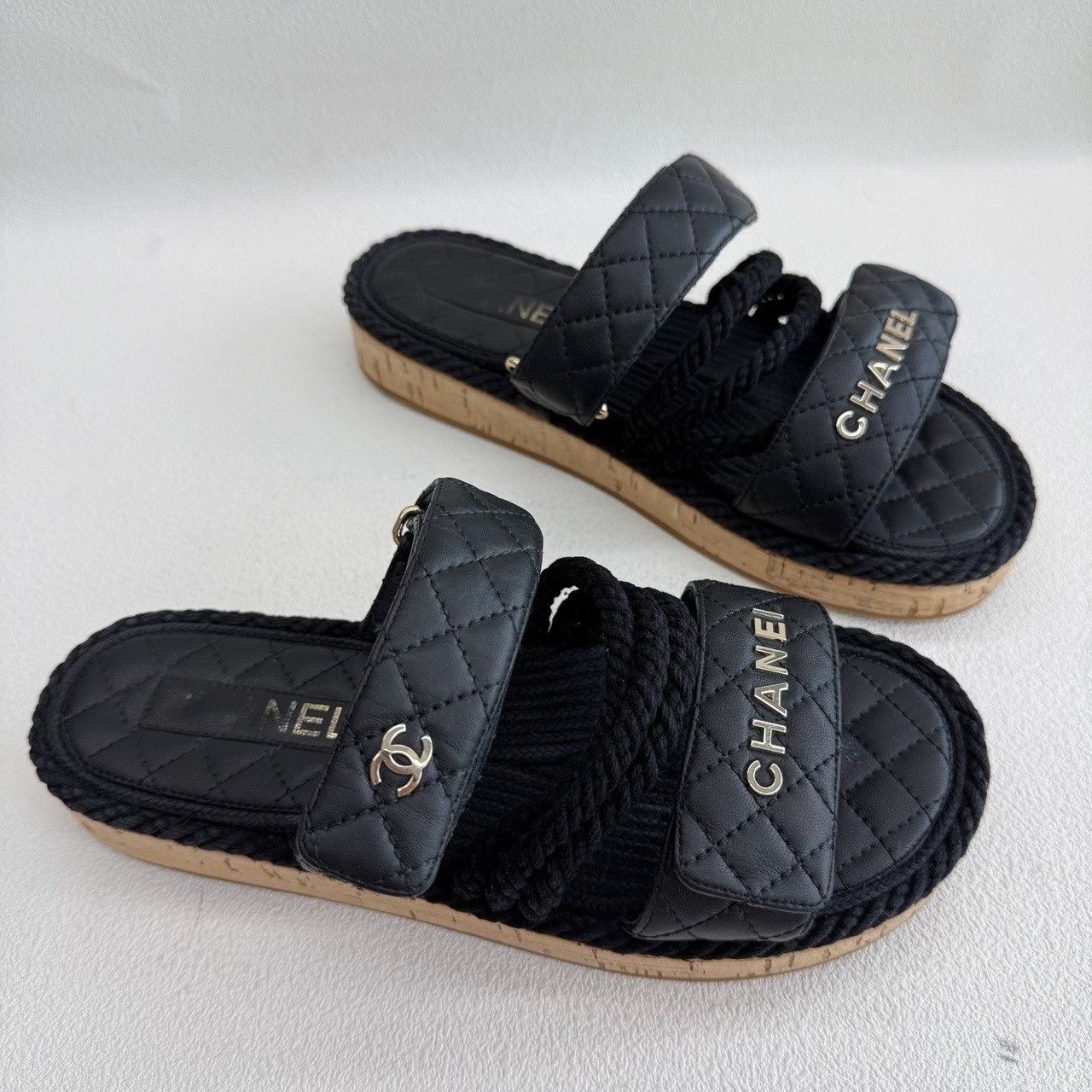 Chanel Chanel Leather Black Sandals Eu 39 Women Size US 9 / IT 39 - 3 Thumbnail