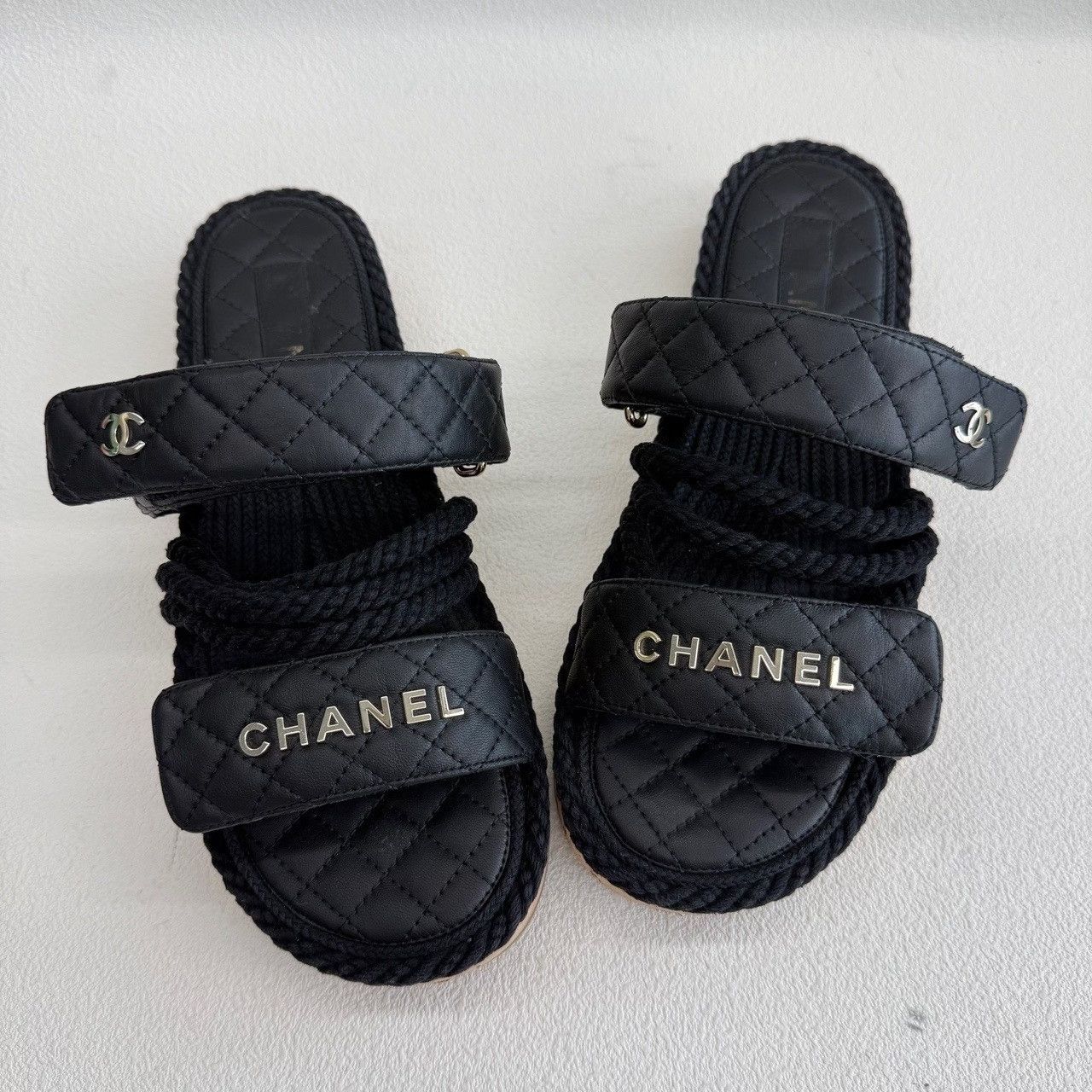 Chanel Chanel Leather Black Sandals Eu 39 Women Size US 9 / IT 39 - 9 Thumbnail