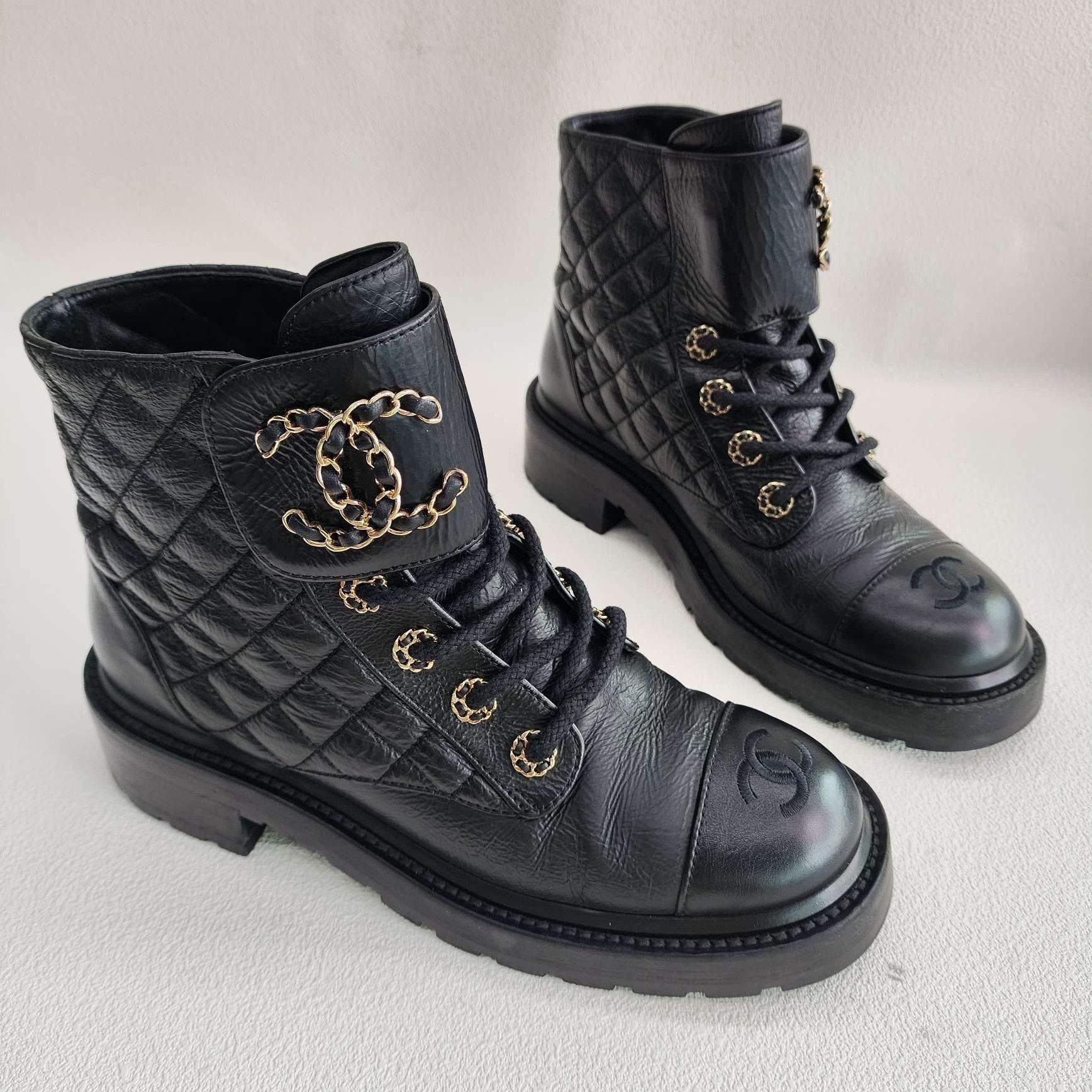 Chanel Chanel Retro Plaid Black Boots us_7-5 Women Size US 7.5 / IT 37.5 - 3 Thumbnail