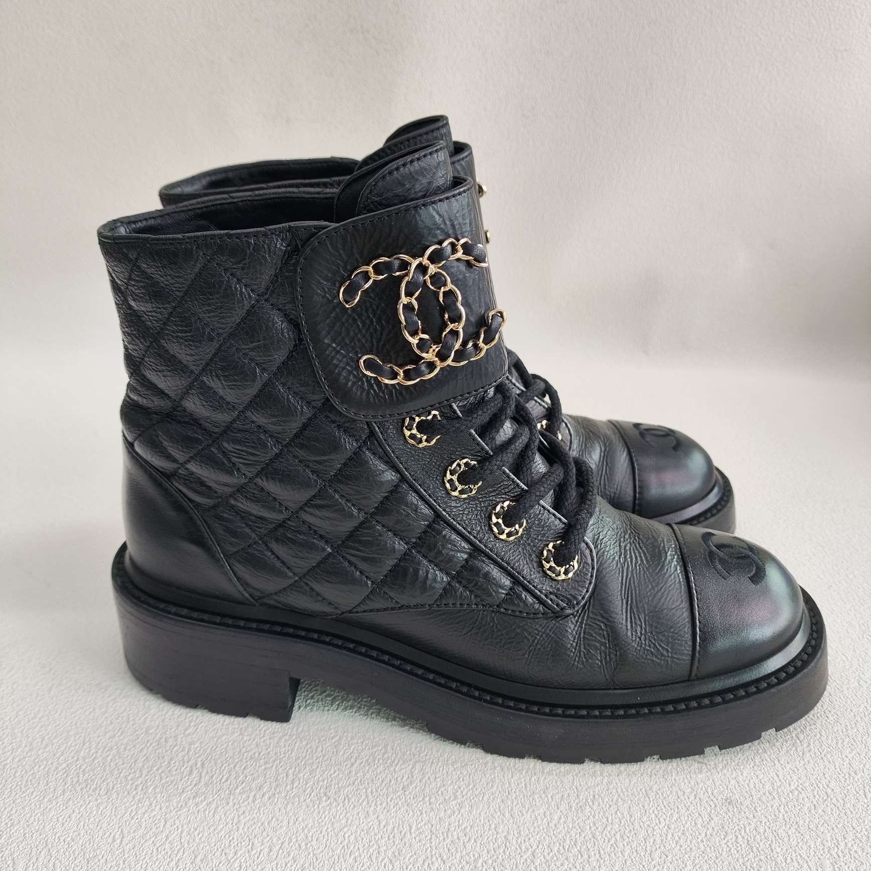 Chanel Chanel Retro Plaid Black Boots us_7-5 Women Size US 7.5 / IT 37.5 - 4 Thumbnail