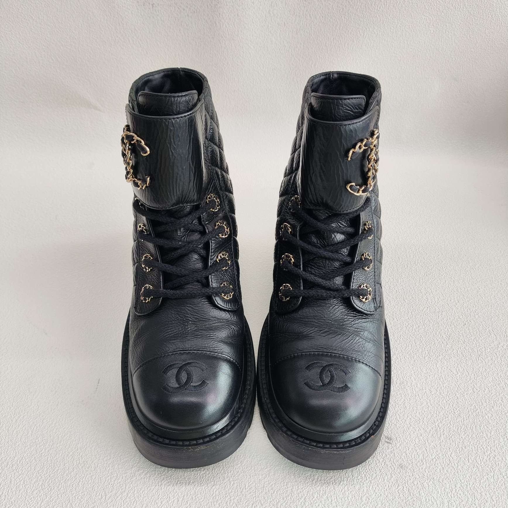 Chanel Chanel Retro Plaid Black Boots us_7-5 Women Size US 7.5 / IT 37.5 - 2 Thumbnail