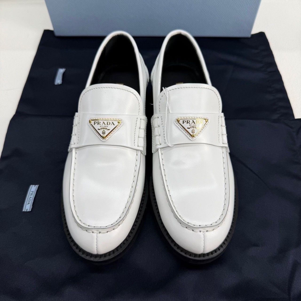 Prada Prada Leather White Lowtop Sneakers us_6 Women Size US 6 / IT 36 - 2 Thumbnail