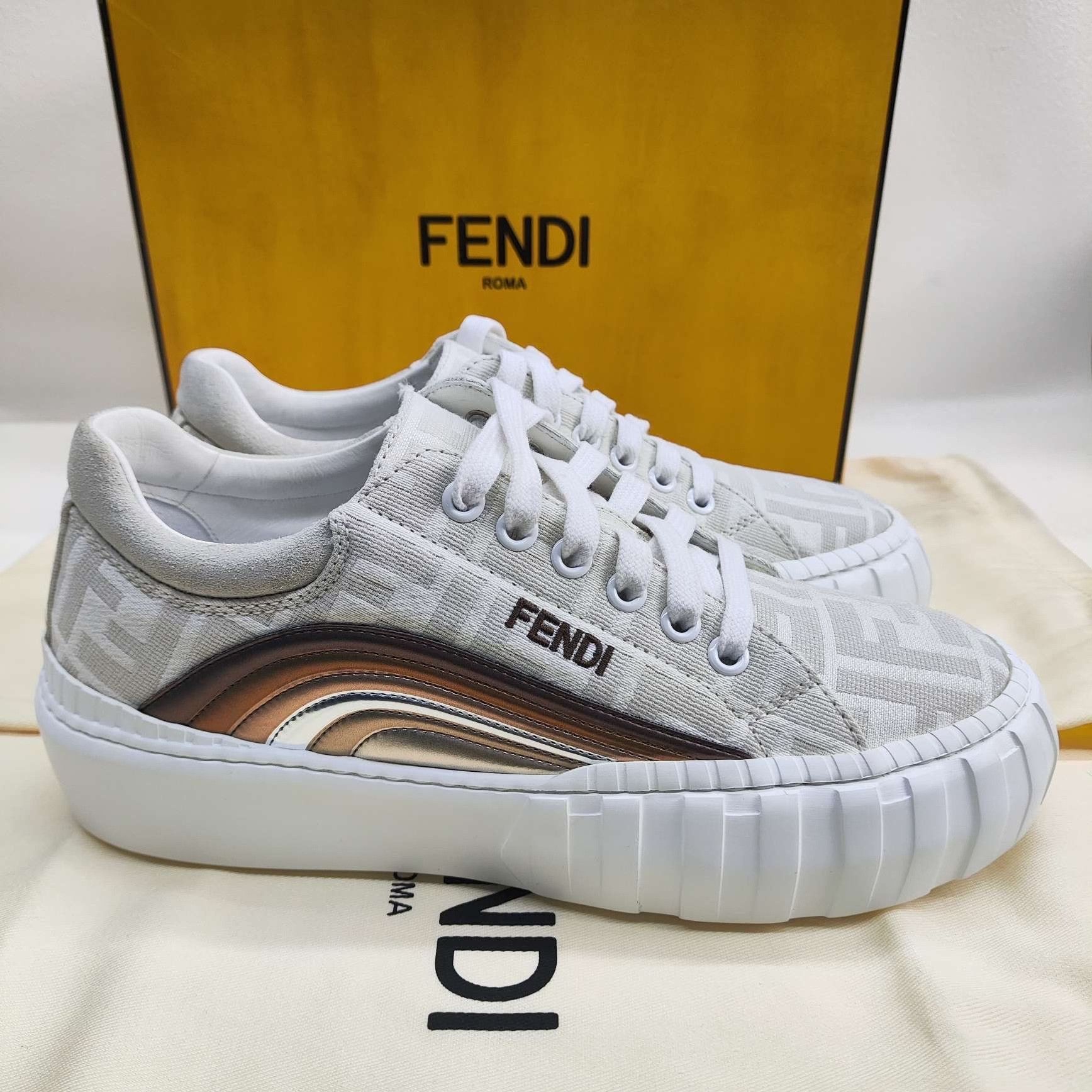 Fendi Fendi Leather White Lowtop Sneakers us_6-5 Women Size US 6.5 / IT 36.5 - 4 Thumbnail