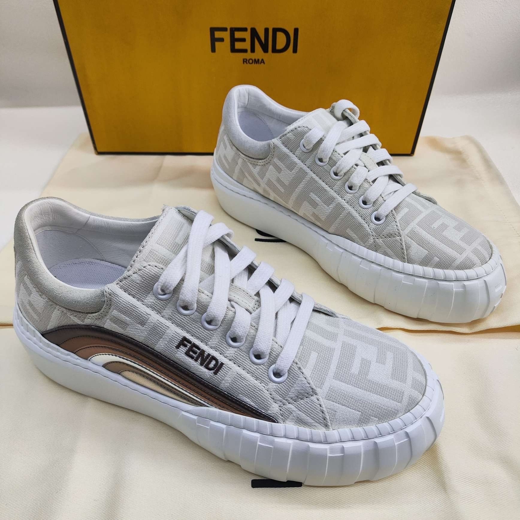 Fendi Fendi Leather White Lowtop Sneakers us_6-5 Women Size US 6.5 / IT 36.5 - 3 Thumbnail