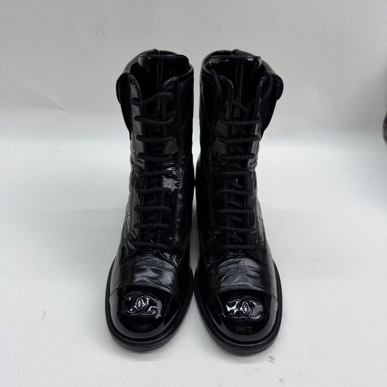 Chanel Chanel Patent Plaid Black Boots us_5 Women Size US 5 / IT 35 - 2 Thumbnail