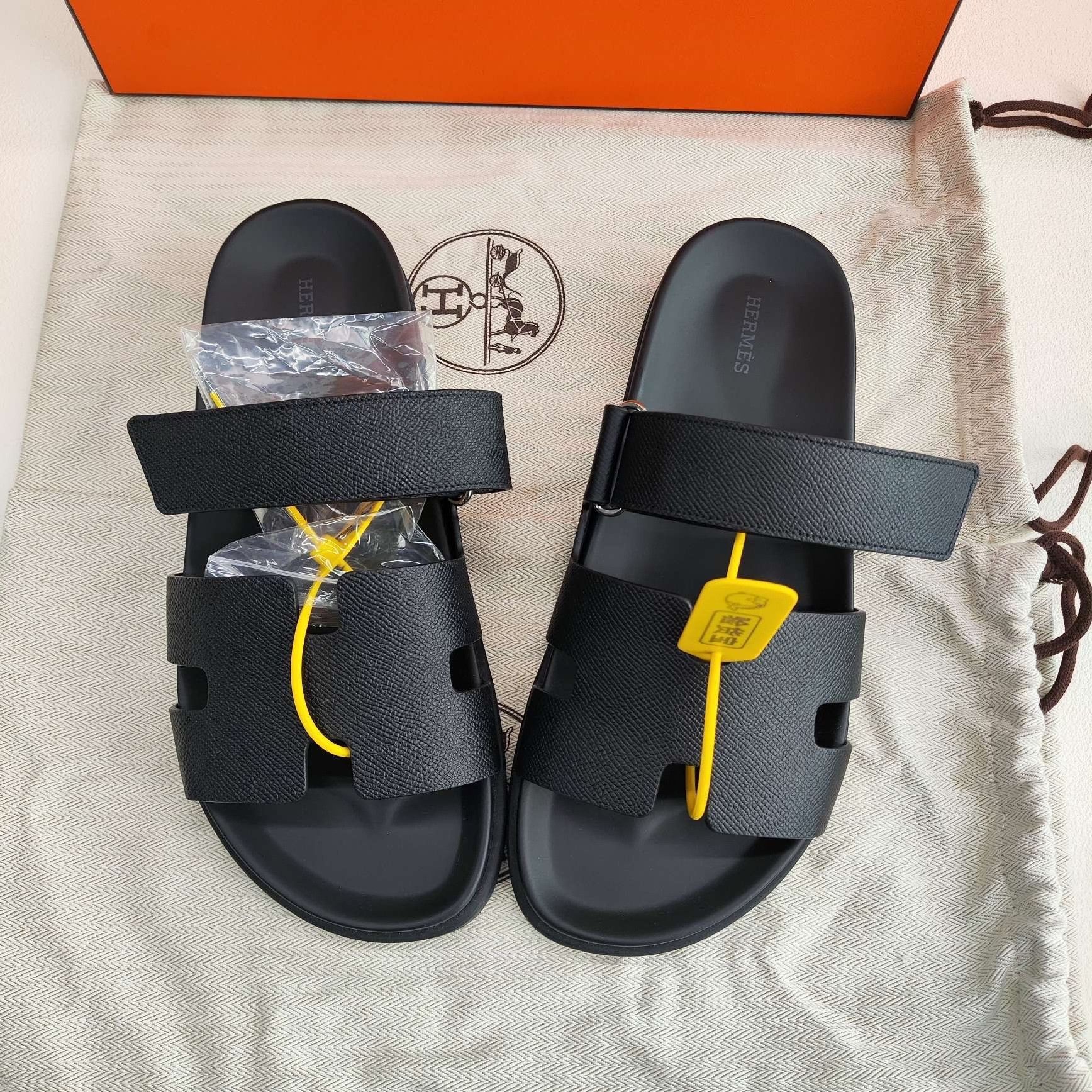 Hermes Hermes Leather Black Sandals 9 Men Size US 9 / EU 42 - 9 Thumbnail