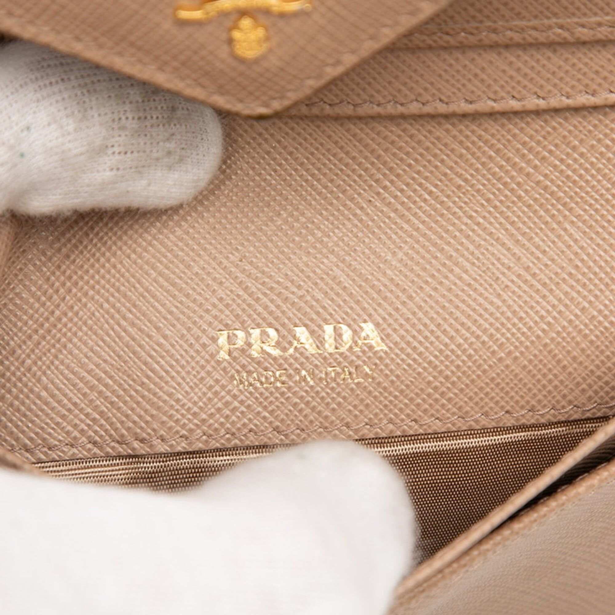Prada Prada Saffiano Letter Tri-fold Wallet 1MH002 Cameo Beige Leather Women's PRADA Size ONE SIZE - 6 Thumbnail