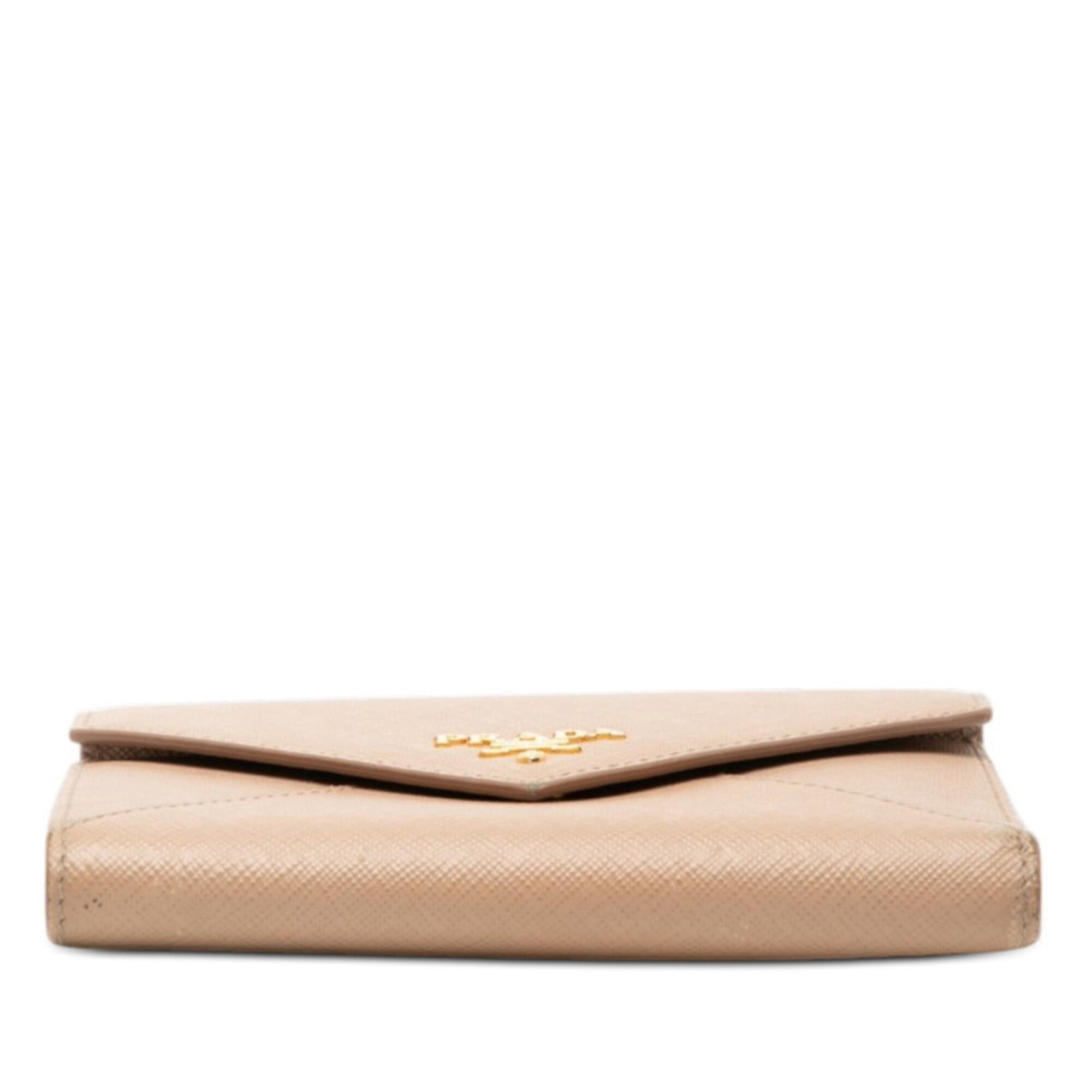 Prada Prada Saffiano Letter Tri-fold Wallet 1MH002 Cameo Beige Leather Women's PRADA Size ONE SIZE - 3 Thumbnail