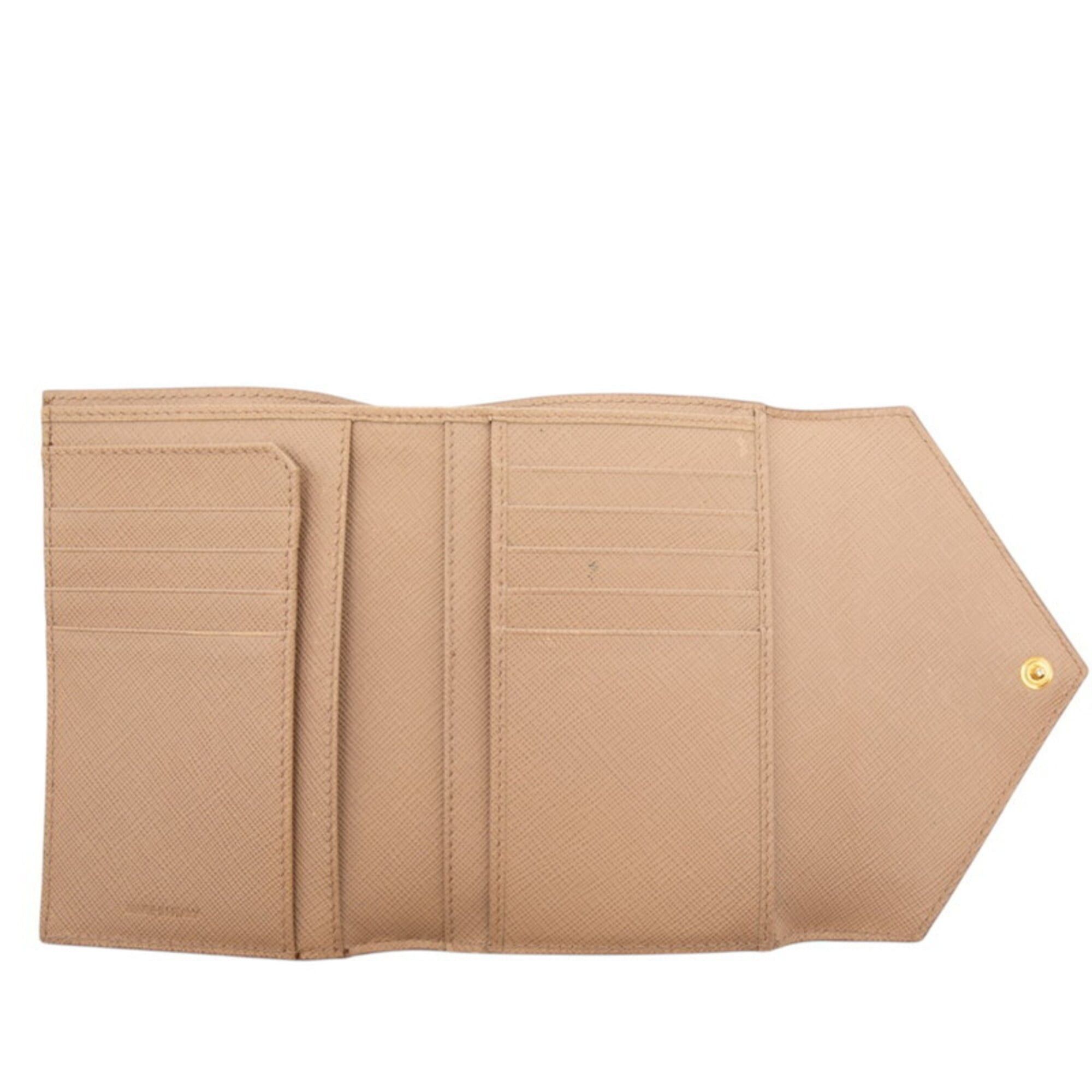 Prada Prada Saffiano Letter Tri-fold Wallet 1MH002 Cameo Beige Leather Women's PRADA Size ONE SIZE - 5 Thumbnail