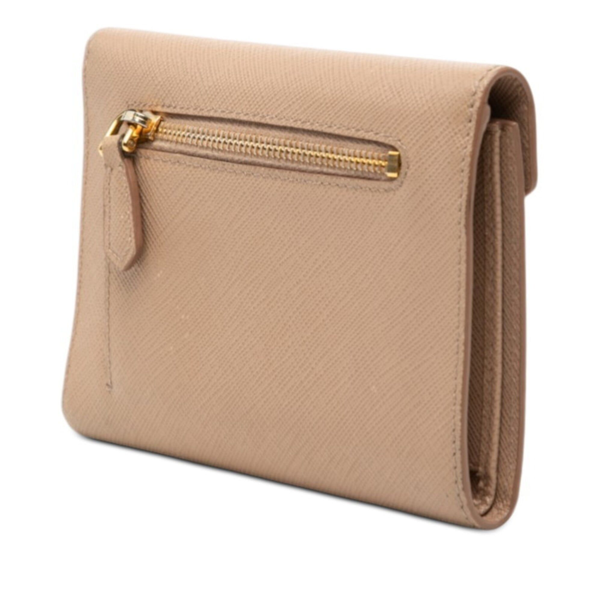 Prada Prada Saffiano Letter Tri-fold Wallet 1MH002 Cameo Beige Leather Women's PRADA Size ONE SIZE - 2 Thumbnail