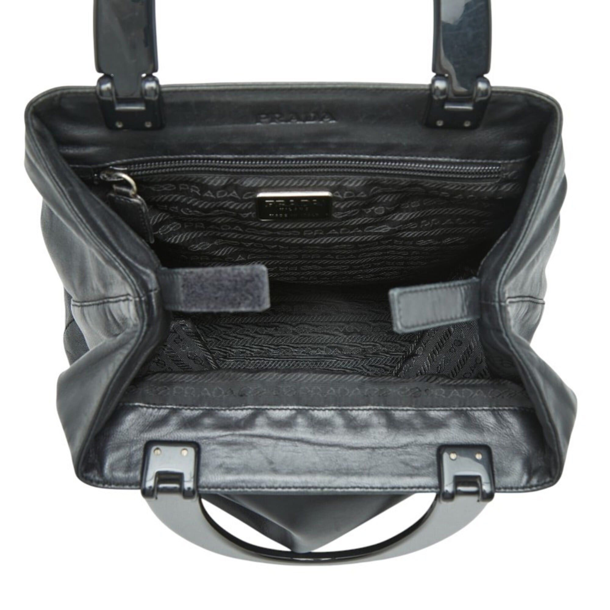 Prada Prada handbag tote bag black leather plastic women's PRADA Size ONE SIZE - 8 Thumbnail