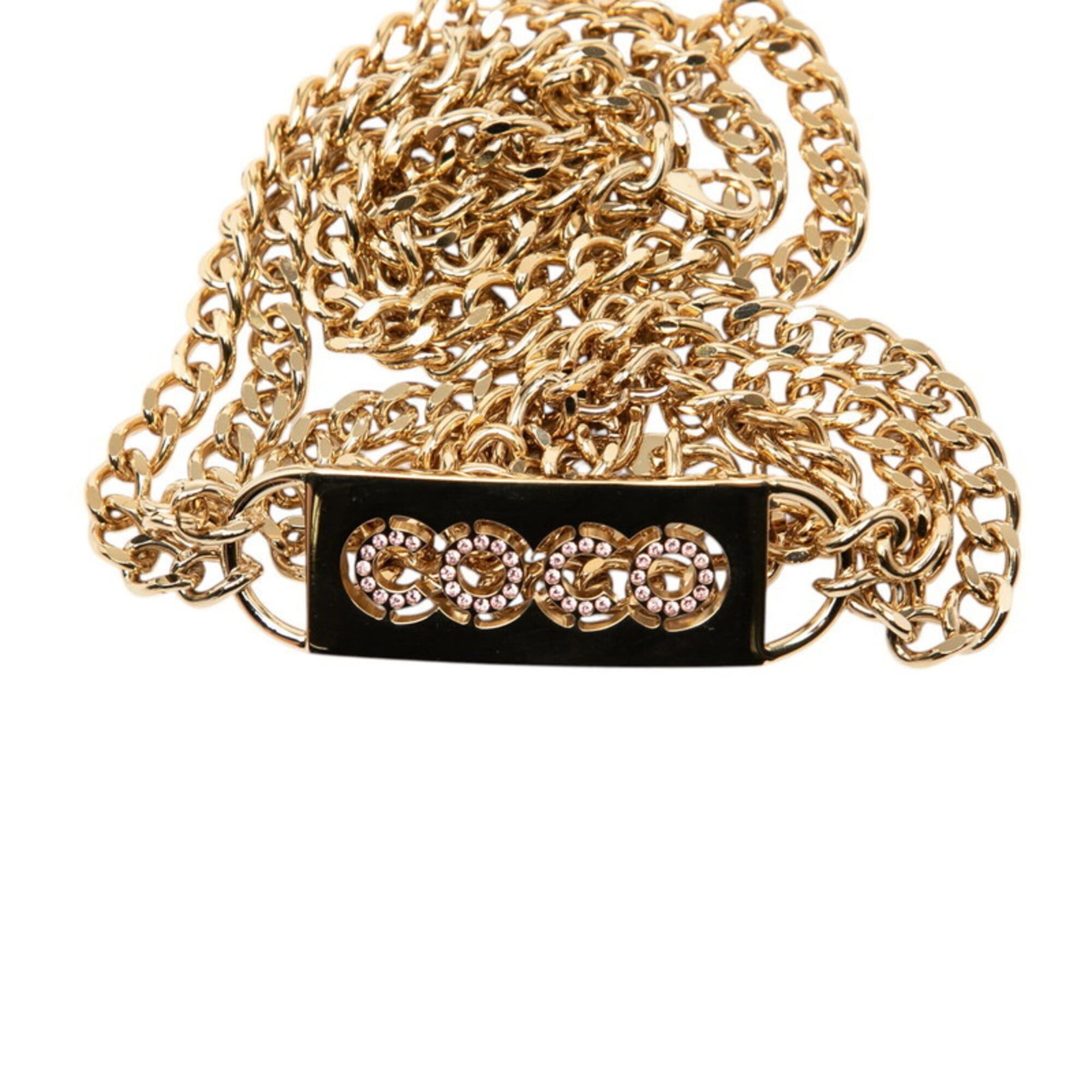 Chanel Chanel Coco Mark Chain Belt, Gold and Pink Plated Rhinestones, Women's CHANEL Size ONE SIZE - 4 Thumbnail