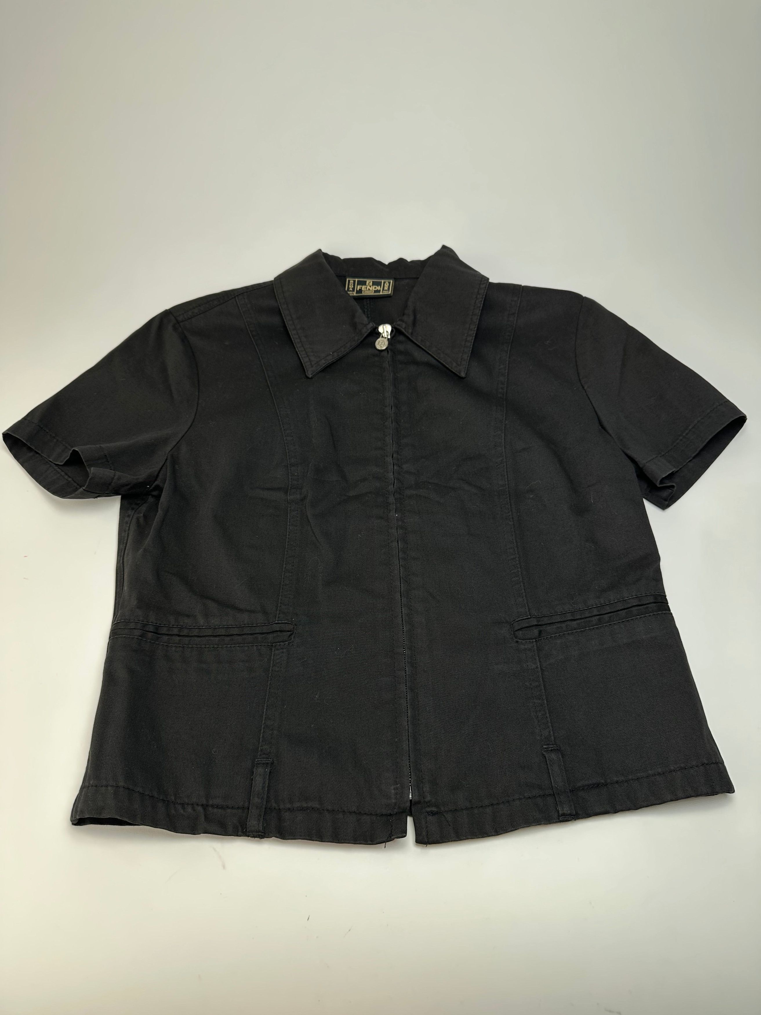 Fendi Vintage Roma Zipper Shirt / Mini Jacket Black Size M / US 6-8 / IT 42-44 - 5 Thumbnail