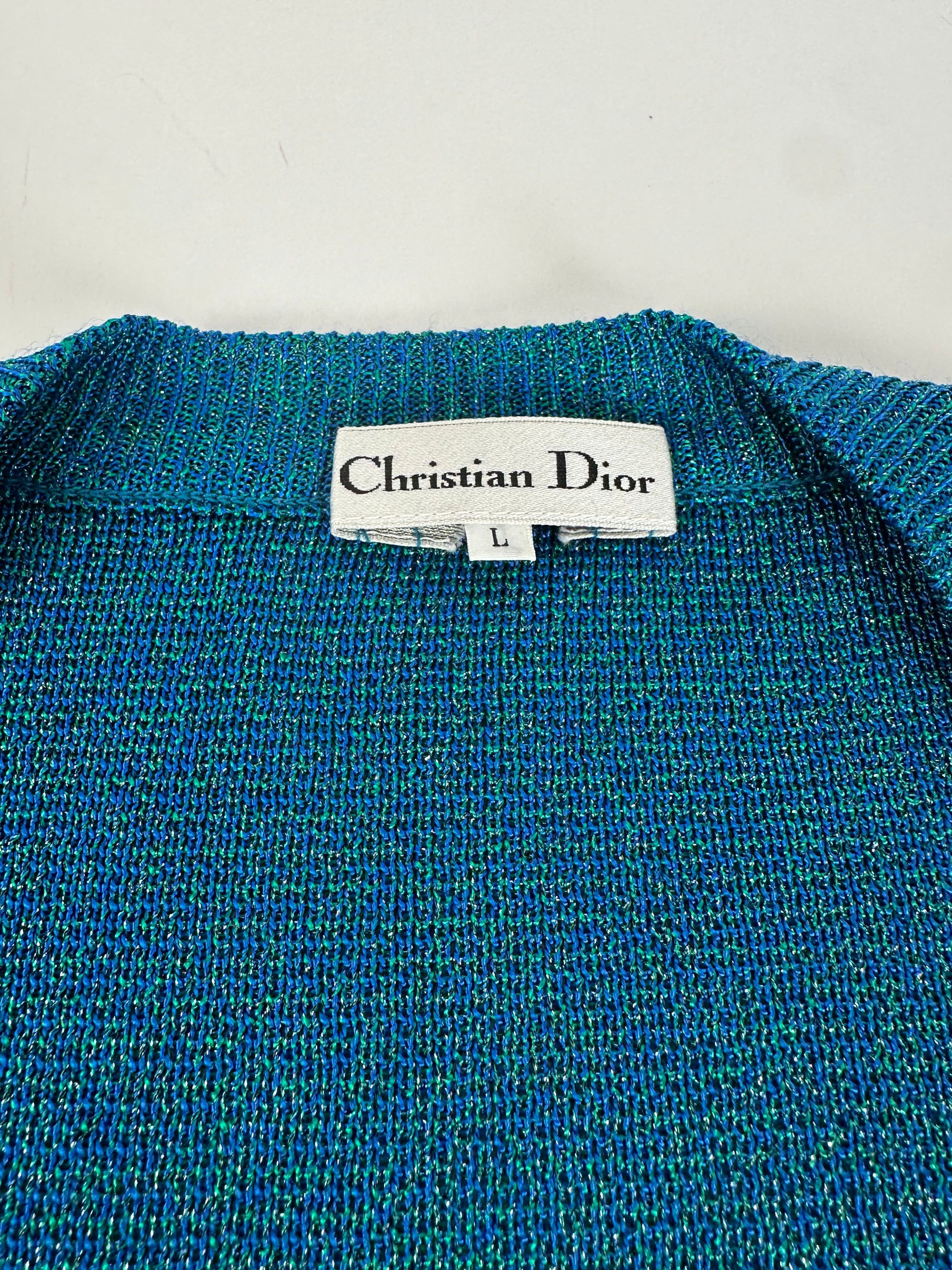 Dior Vintage Wool Cardigan Blue Green L Size L / US 10 / IT 46 - 5 Thumbnail