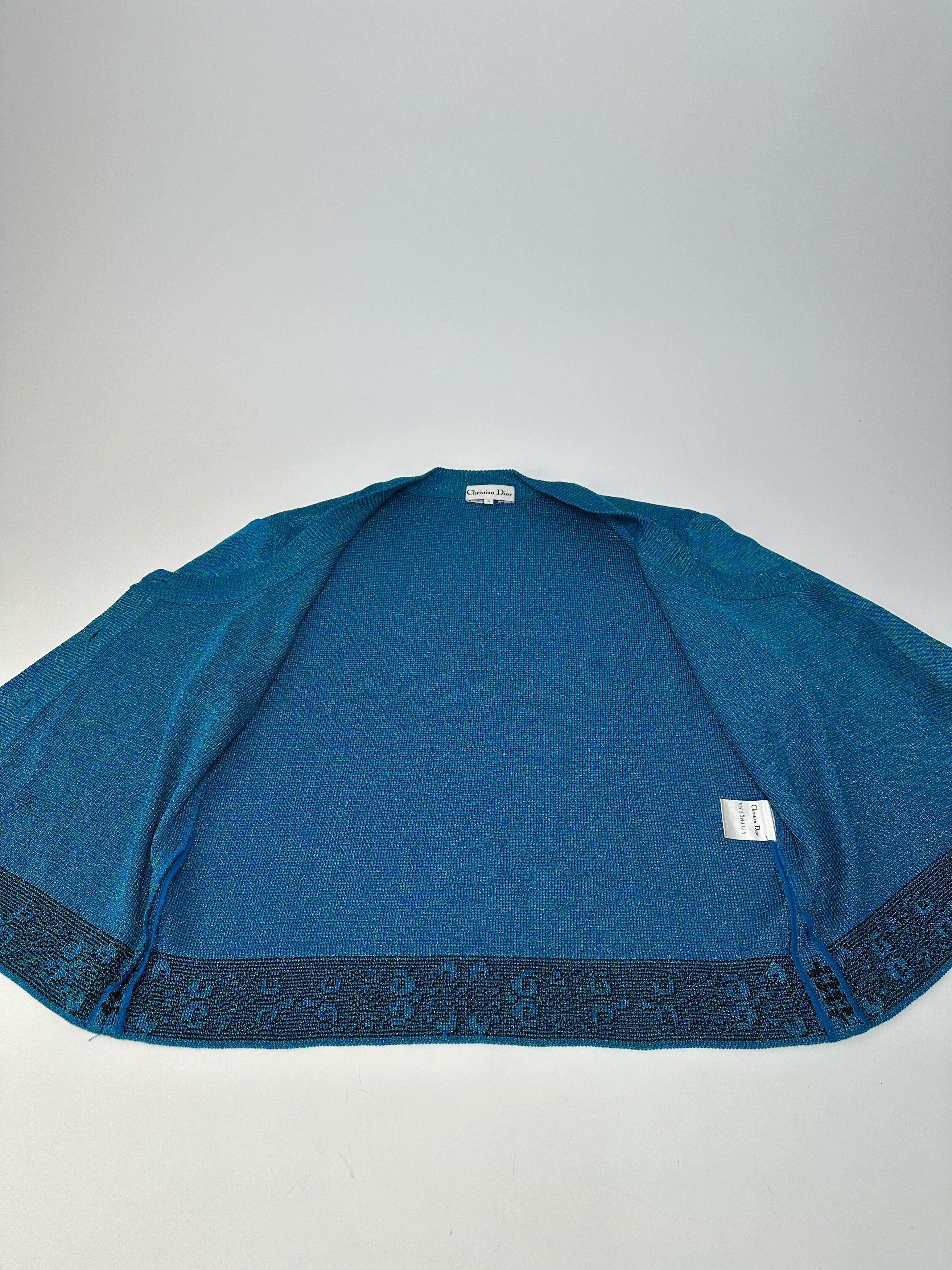 Dior Vintage Wool Cardigan Blue Green L Size L / US 10 / IT 46 - 6 Thumbnail