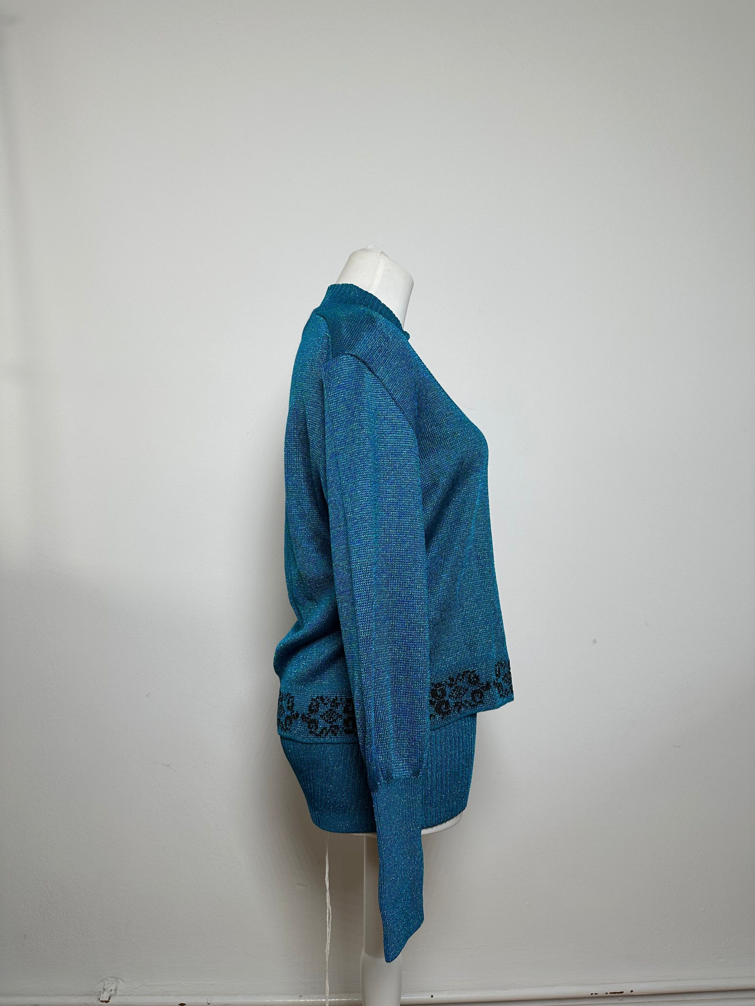 Dior Vintage Wool Cardigan Blue Green L Size L / US 10 / IT 46 - 3 Thumbnail