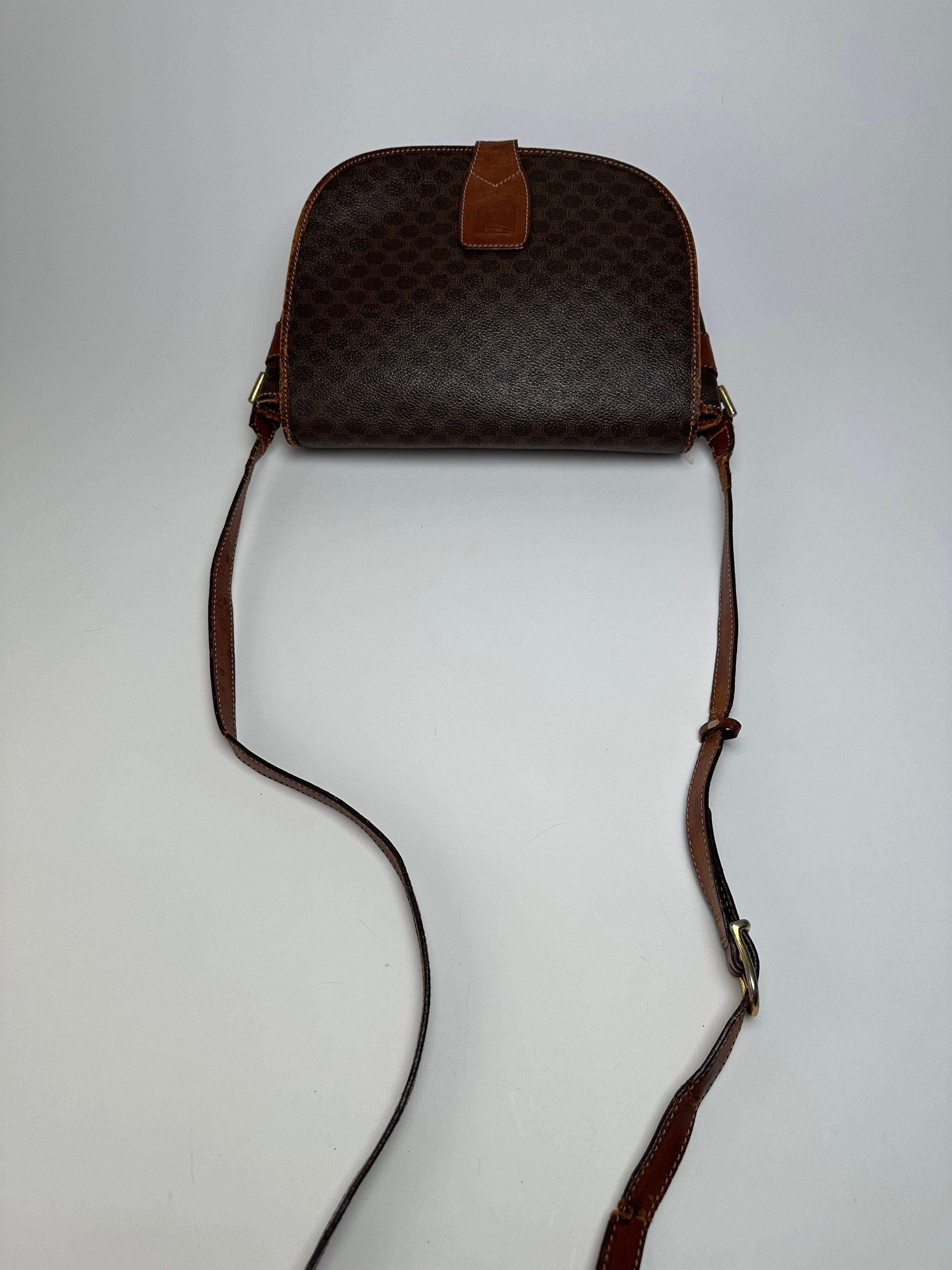 Celine Vintage Paris Triomphe Monogram Leather Shoulder Bag Brown Size ONE SIZE - 9 Thumbnail
