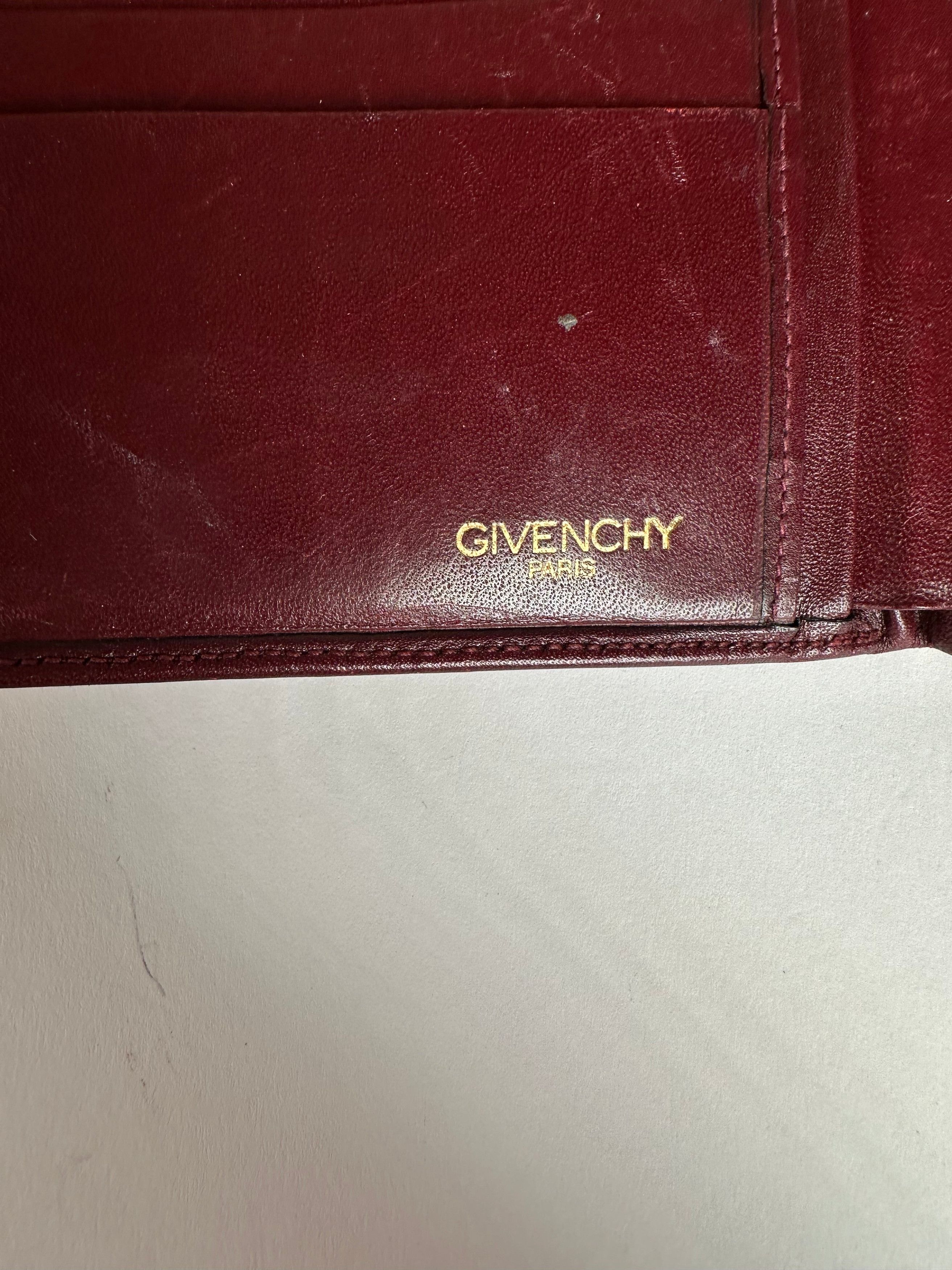 Givenchy Vintage Flapable Leather Wallet Burgundy Size ONE SIZE - 4 Thumbnail