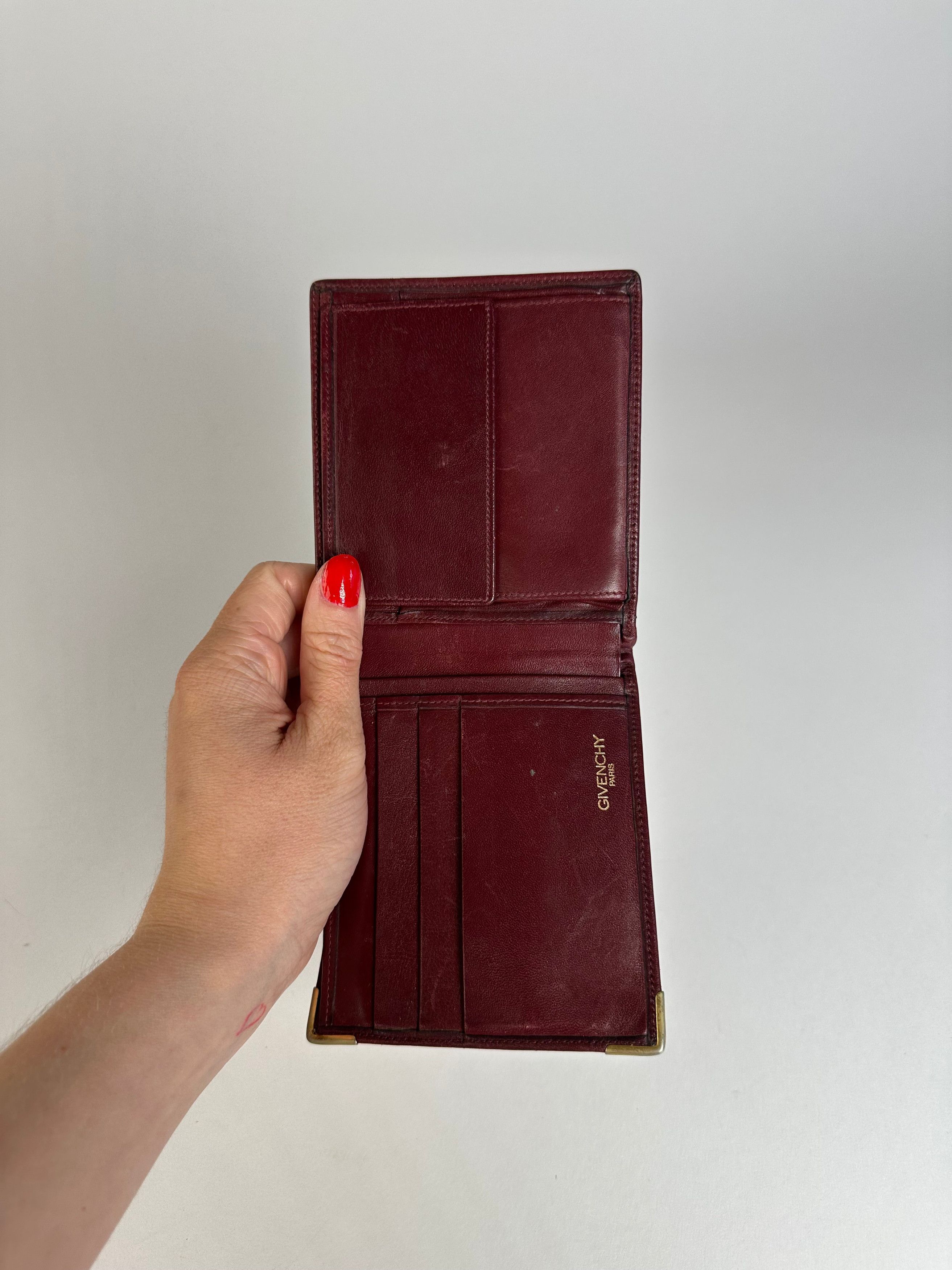 Givenchy Vintage Flapable Leather Wallet Burgundy Size ONE SIZE - 3 Thumbnail