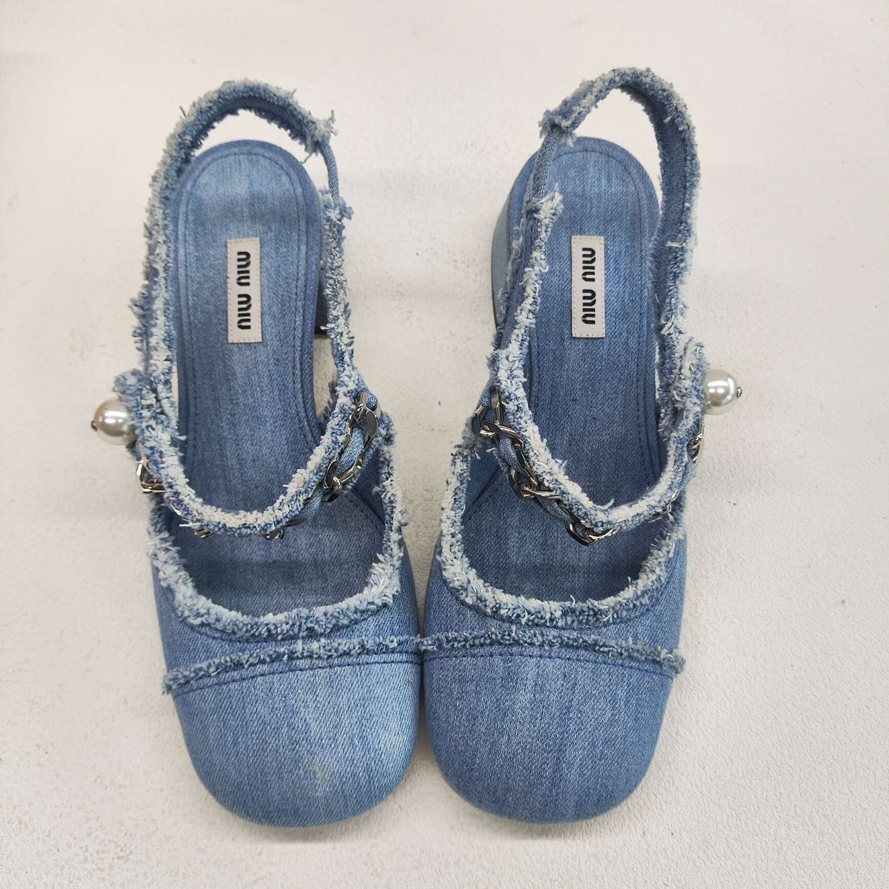 Miu Miu Miu Miu Denim Blue Sandals us_6-5 Women Size US 6.5 / IT 36.5 - 9 Thumbnail