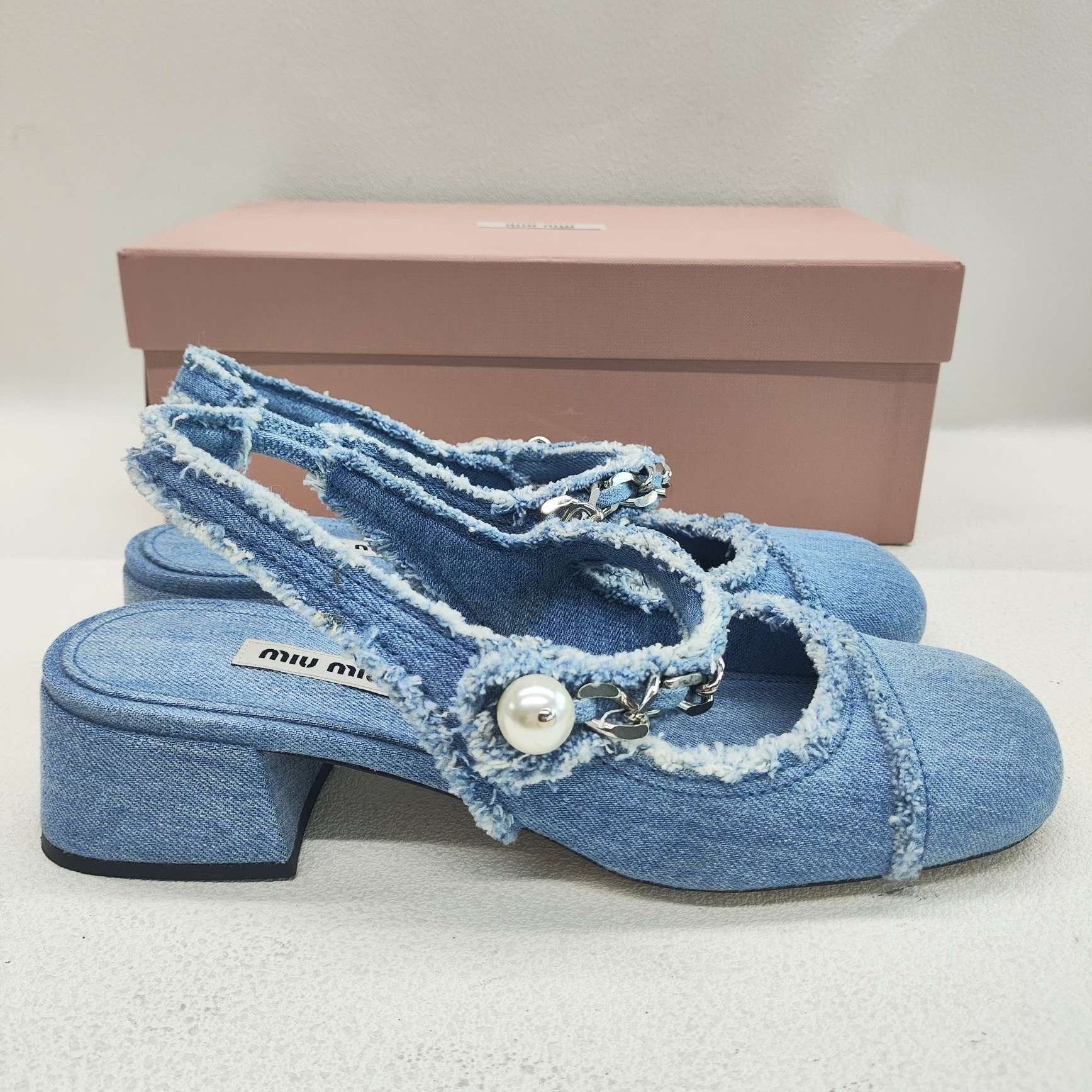 Miu Miu Miu Miu Denim Blue Sandals us_6-5 Women Size US 6.5 / IT 36.5 - 4 Thumbnail