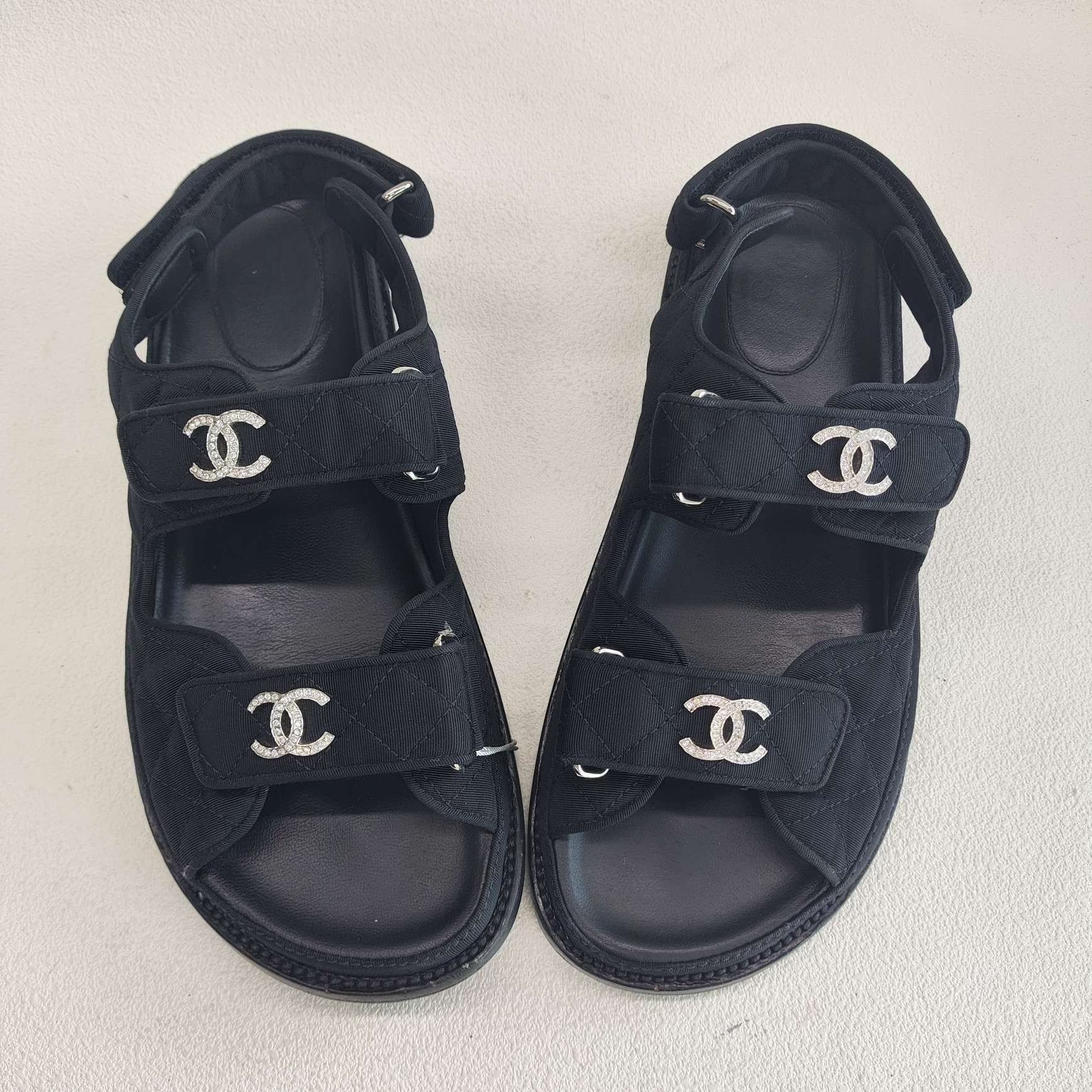 Chanel Chanel Canvas Black Sandals us_8-5 Women Size US 8.5 / IT 38.5 - 9 Thumbnail