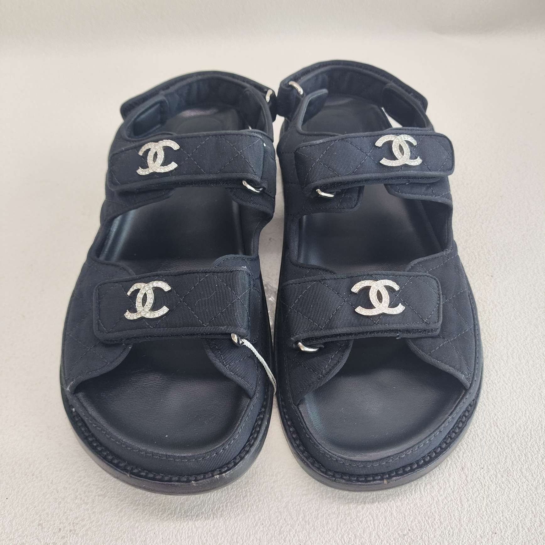 Chanel Chanel Canvas Black Sandals us_8-5 Women Size US 8.5 / IT 38.5 - 2 Thumbnail