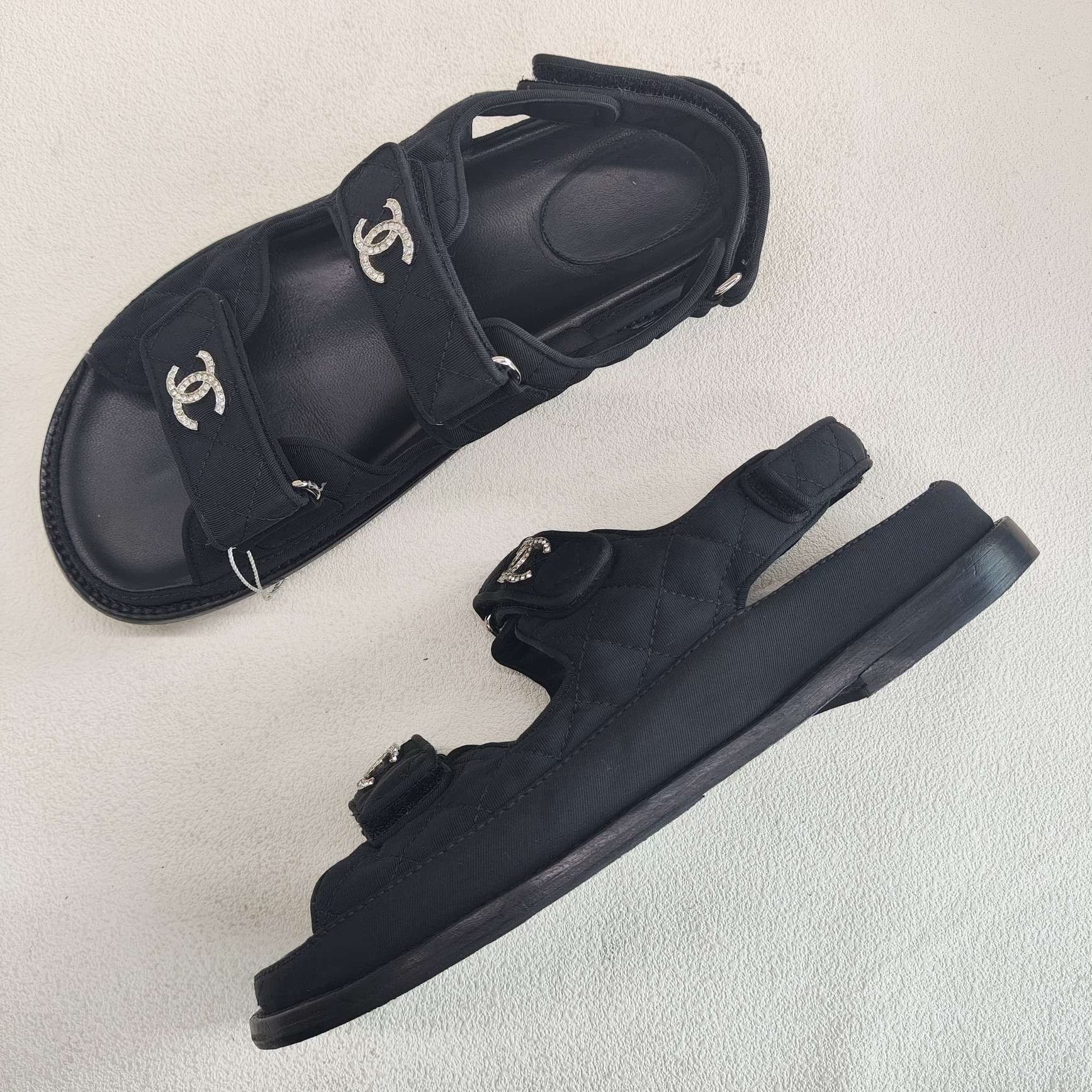 Chanel Chanel Canvas Black Sandals us_8-5 Women Size US 8.5 / IT 38.5 - 8 Thumbnail