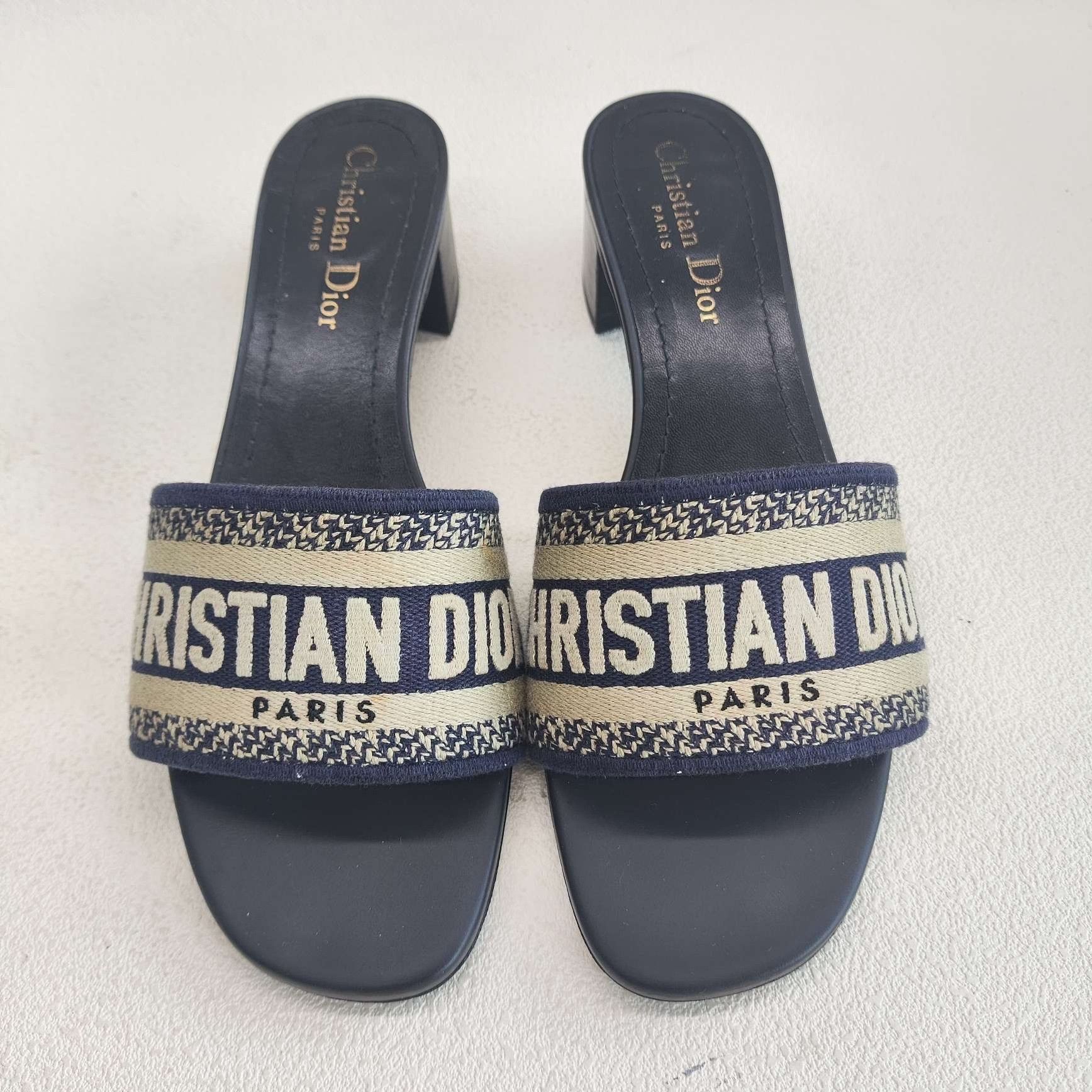 Dior Dior Retro Embroidered Blue Sandals us_6-5 Women Size US 6.5 / IT 36.5 - 2 Thumbnail