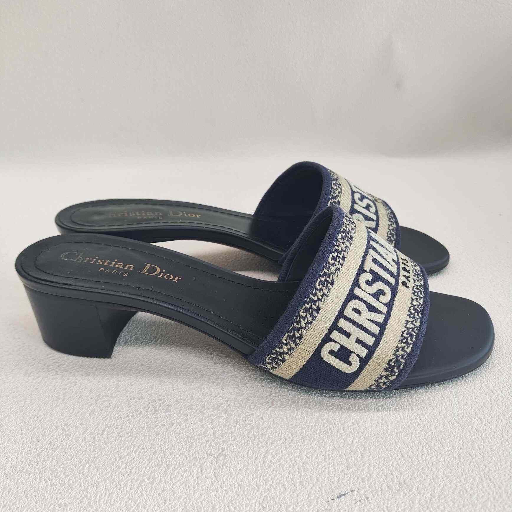Dior Dior Retro Embroidered Blue Sandals us_6-5 Women Size US 6.5 / IT 36.5 - 4 Thumbnail